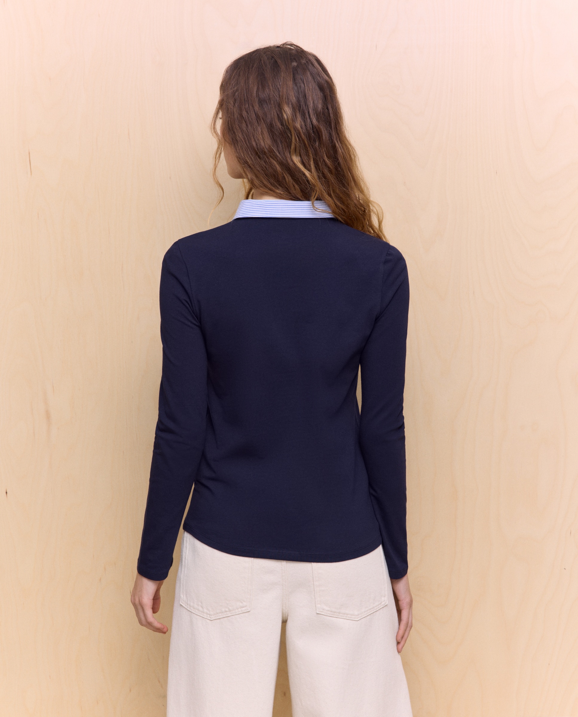 Camiseta lisa de algodón de mujer - Easy Wear - Azul marino Azul marino-3