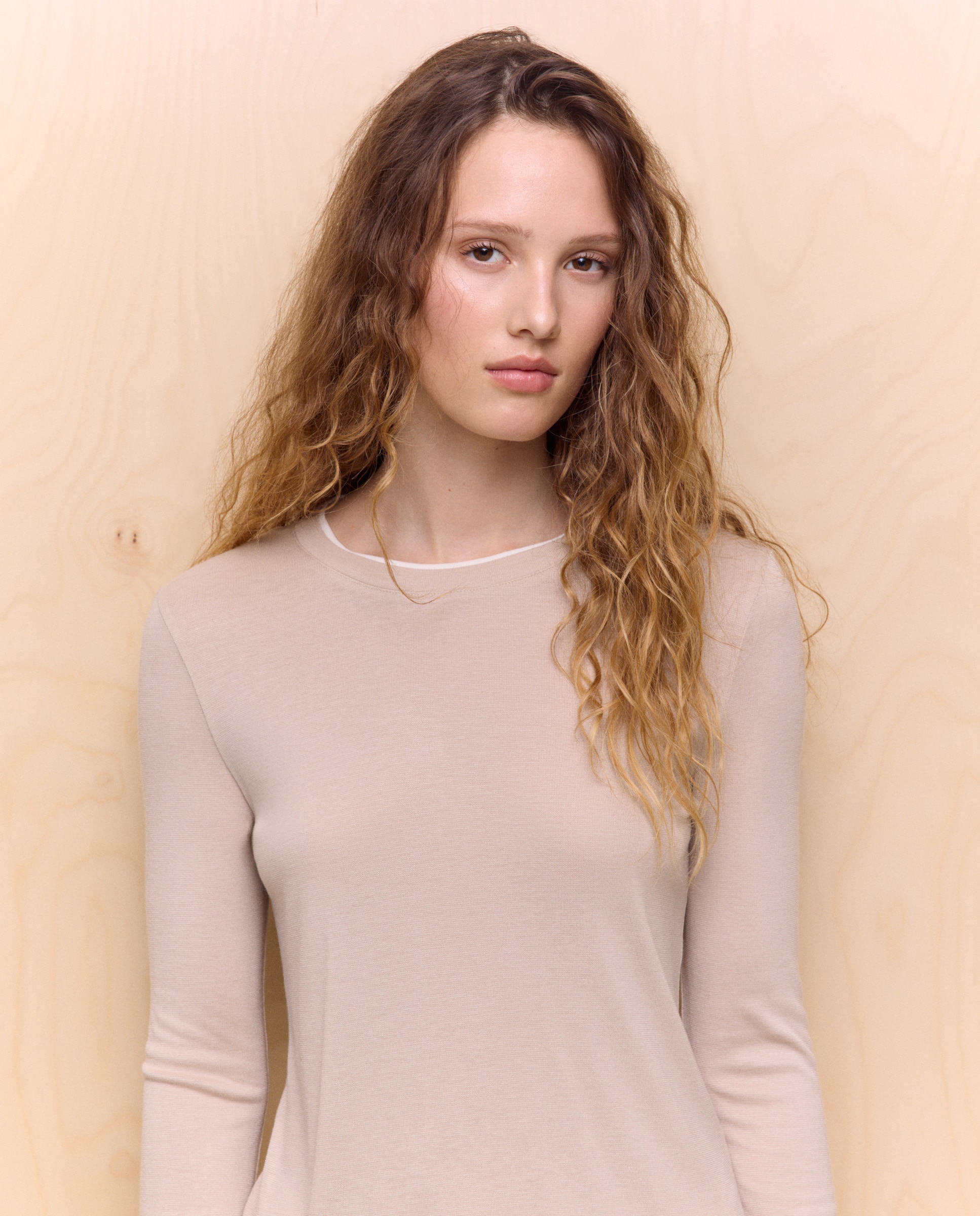 Camiseta de mujer efecto doble prenda - Easy Wear - Jabón 850 Piedra-4