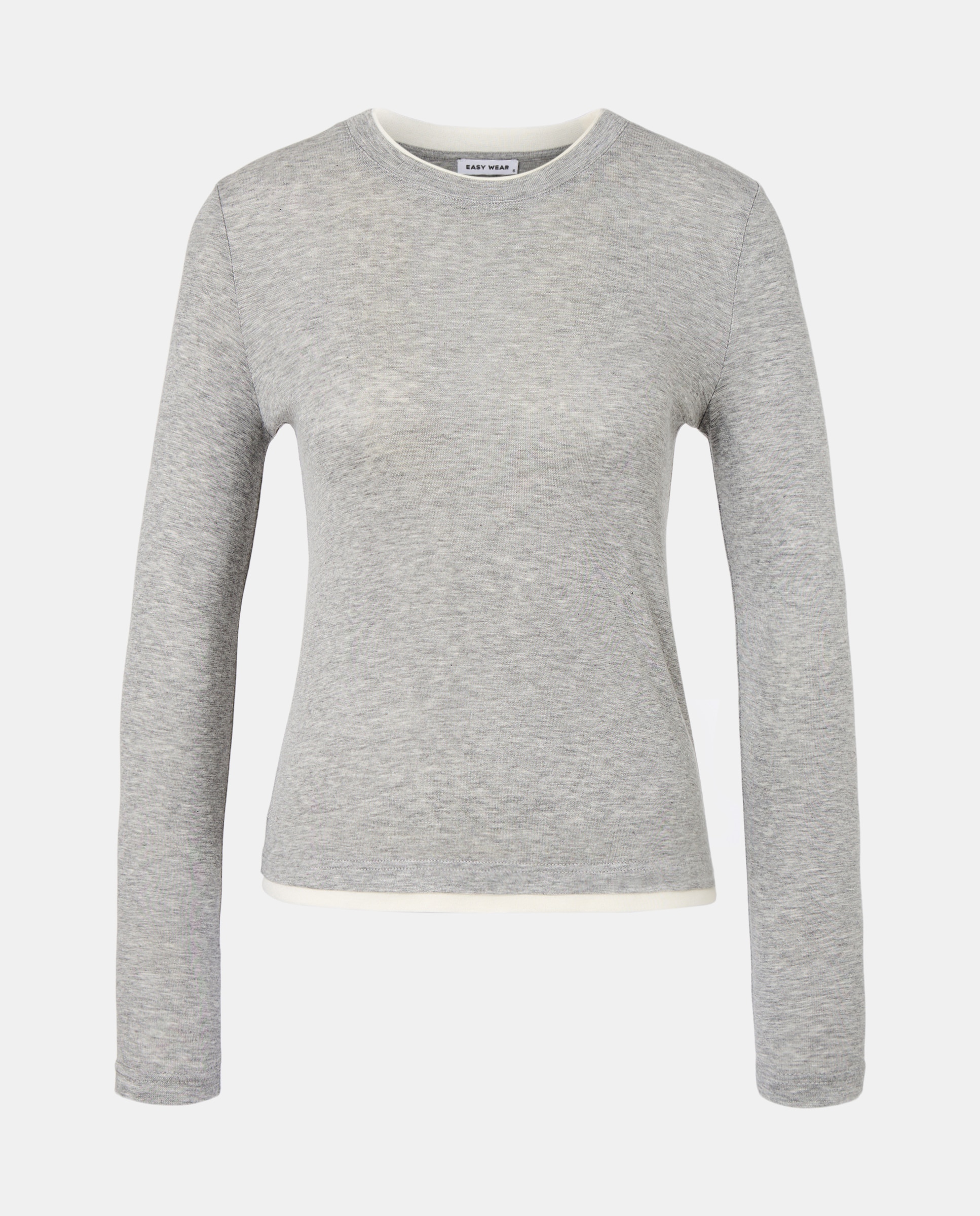 T-shirt com Efeito de Peça Dupla Cinzento-claro-5