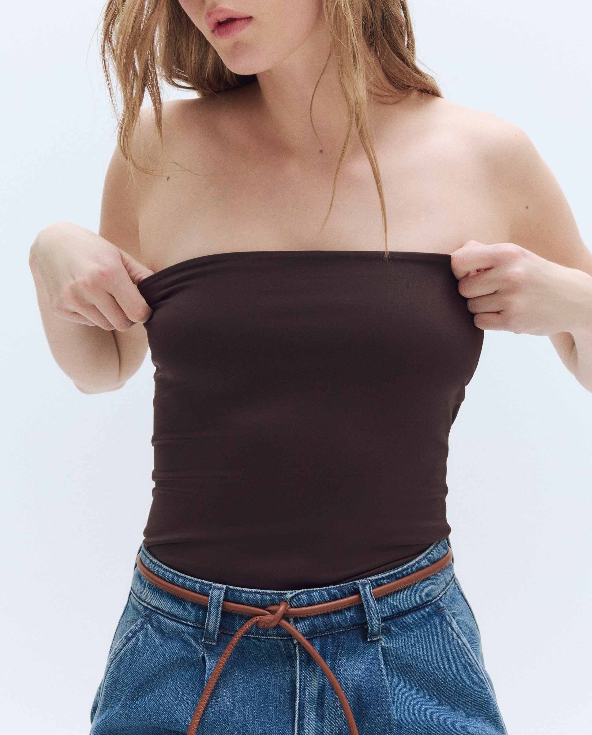 Camiseta lisa sin mangas de mujer - Easy Wear - 300 Amarillo Marrón-4