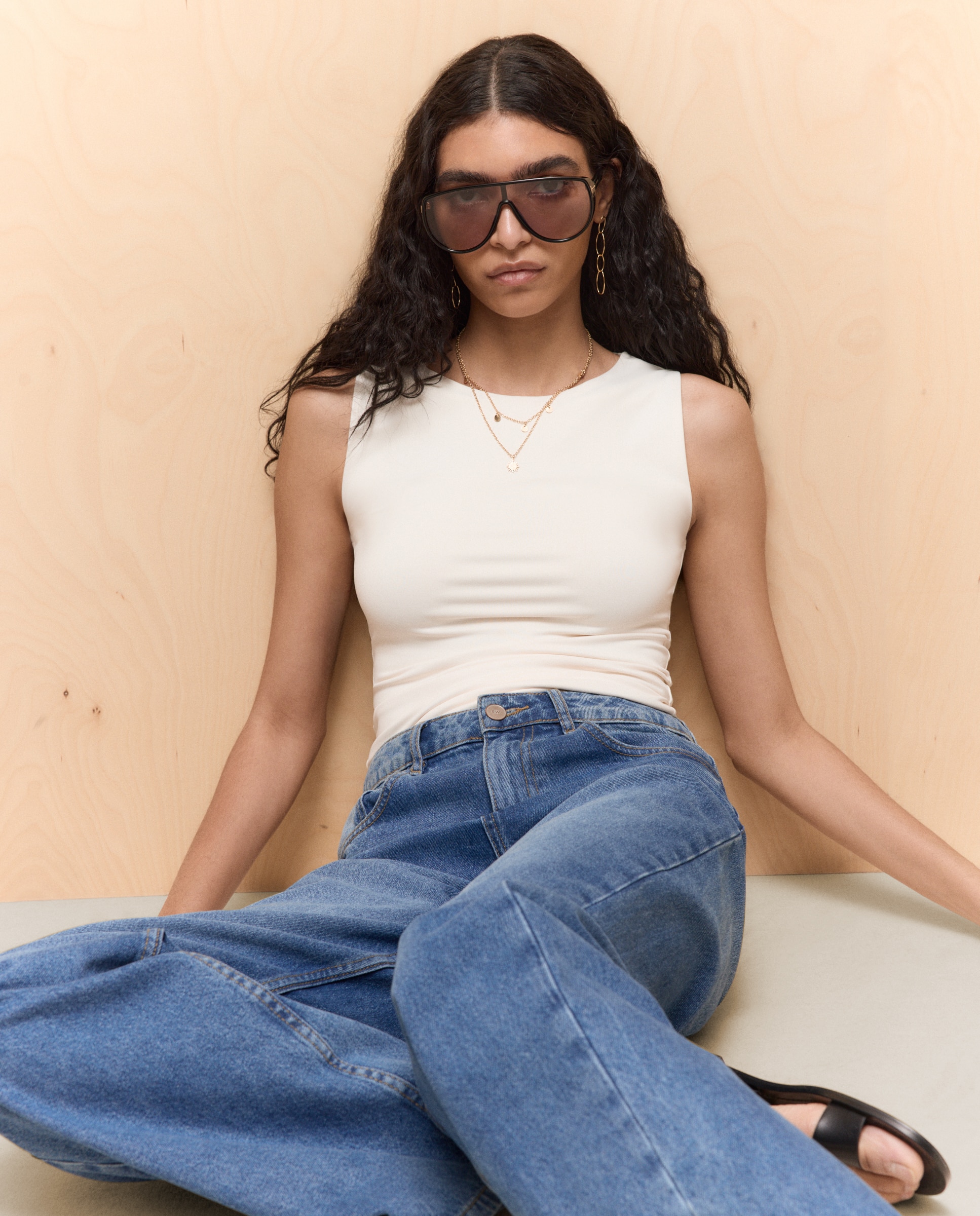 Camiseta lisa sin mangas de mujer - Easy Wear - 120 Crudo 120 Crudo-1