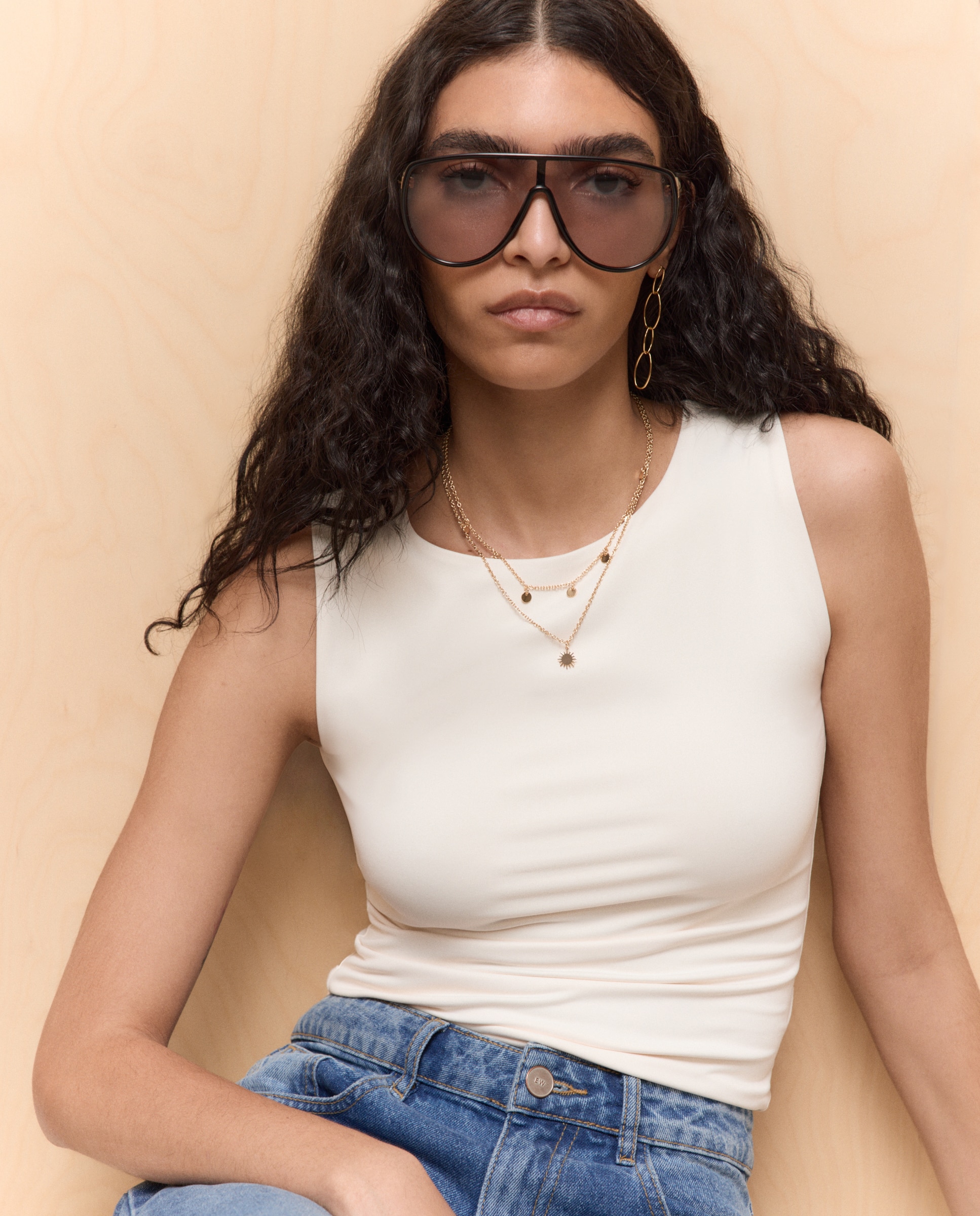 Camiseta lisa sin mangas de mujer - Easy Wear - 120 Crudo 120 Crudo-2