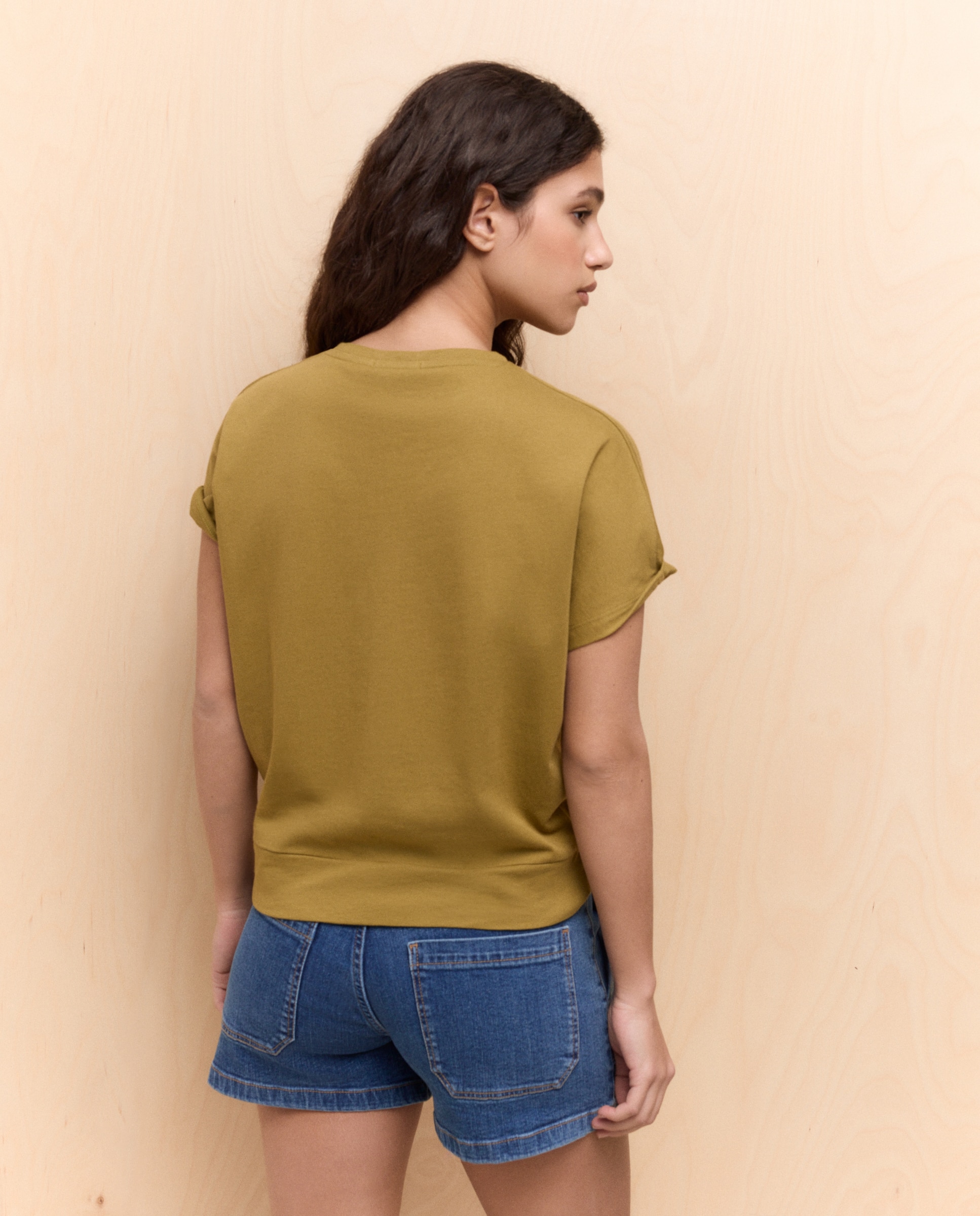 T-shirt de mulher com manga curta Verde-3