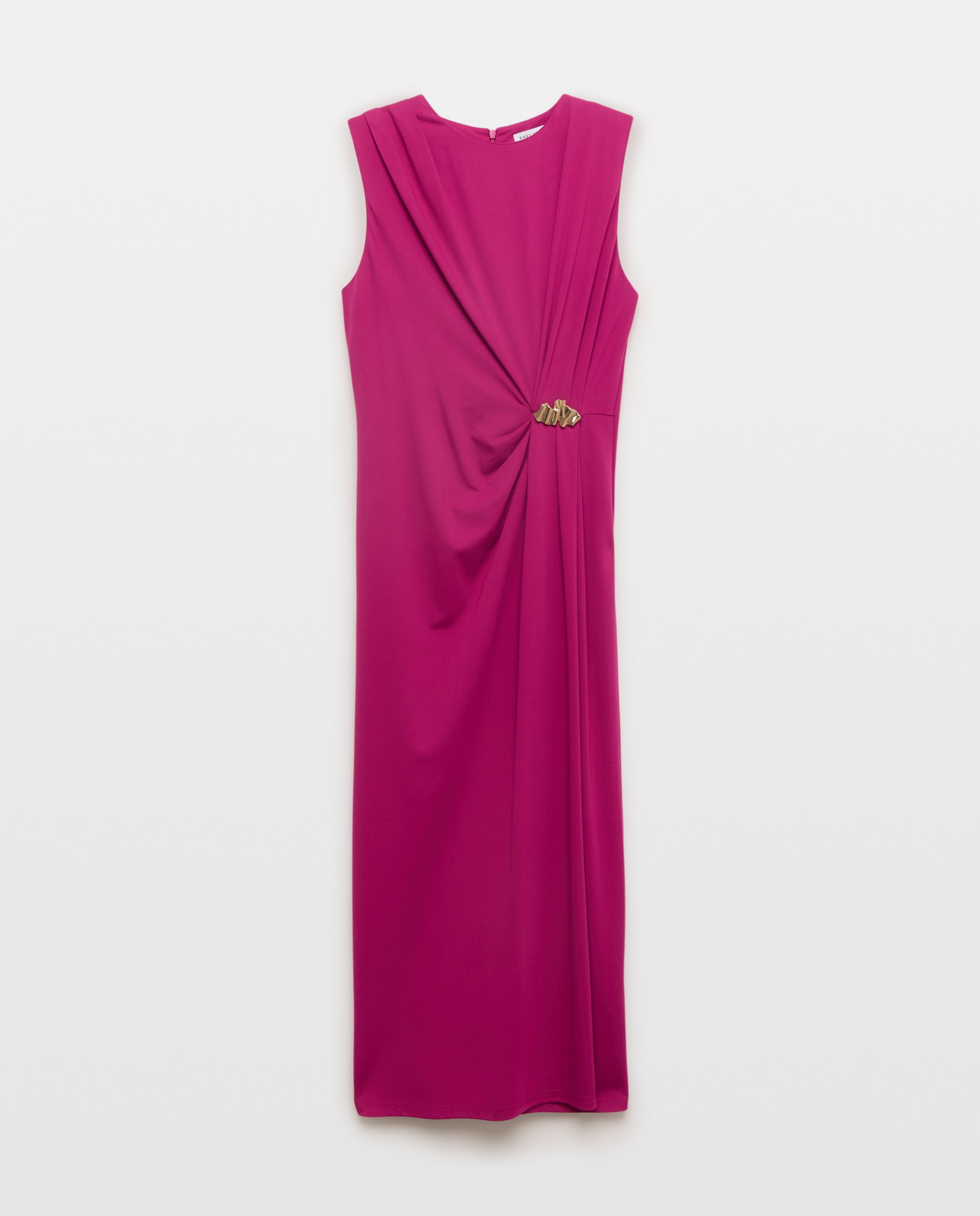 Vestido Midi sem Mangas com Pregadeira 240 Fúcsia-4