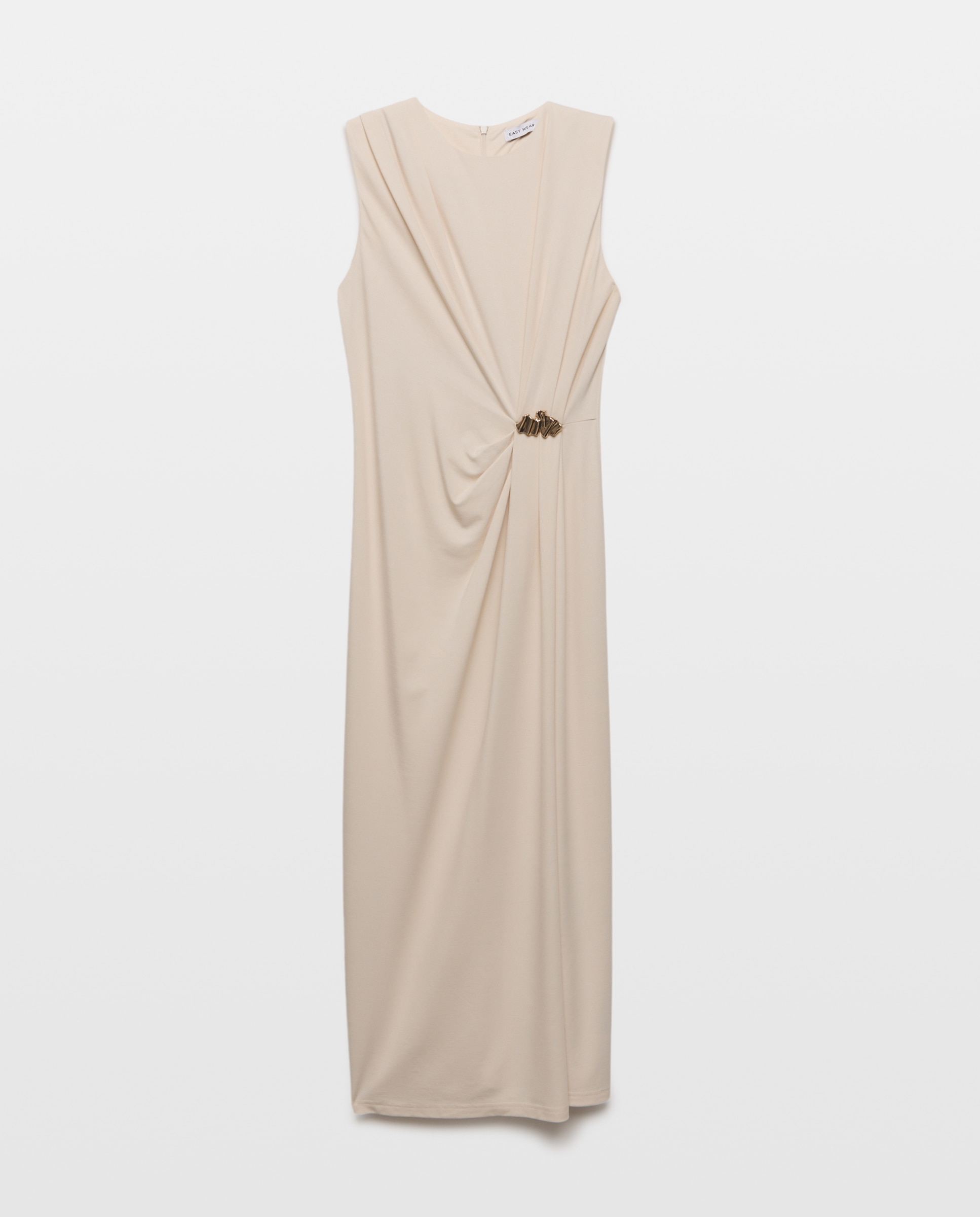 Vestido Midi sem Mangas com Pregadeira 130 Marfim-4