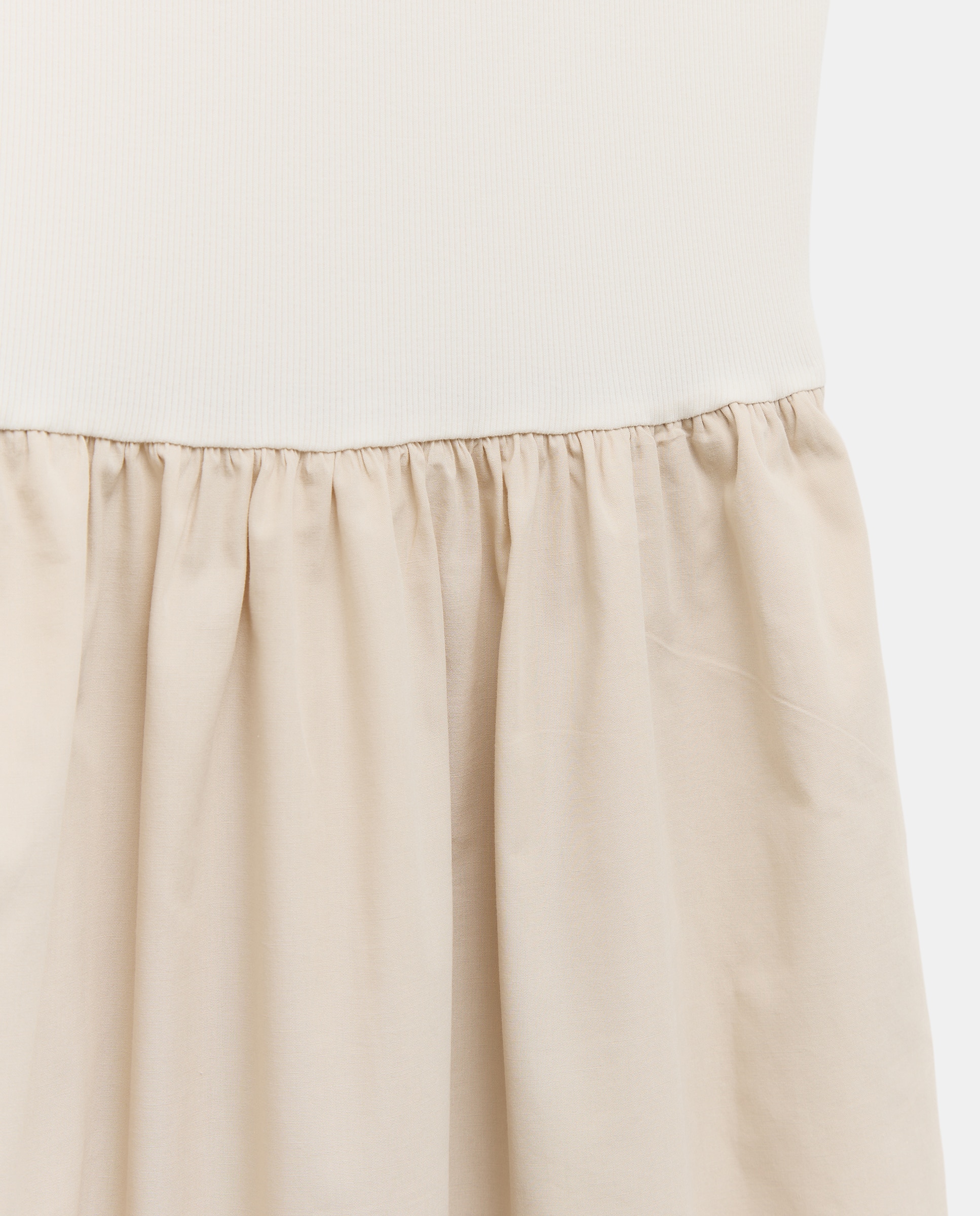 Vestido Midi Combinado sem Mangas Bege-6