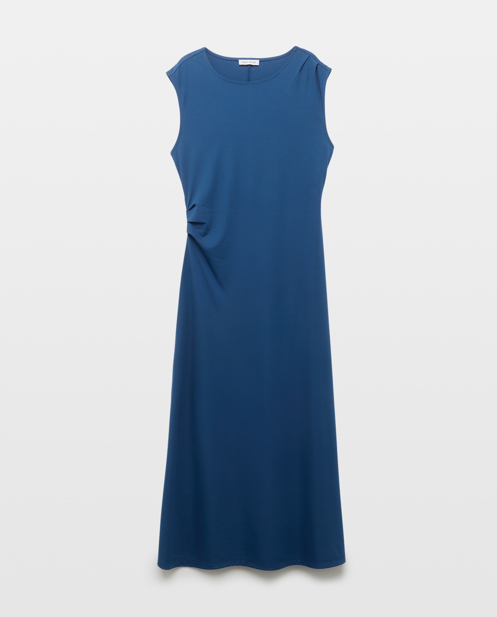 Vestido midi frunces laterales - Easy Wear - 400 Azul 400 Azul-4