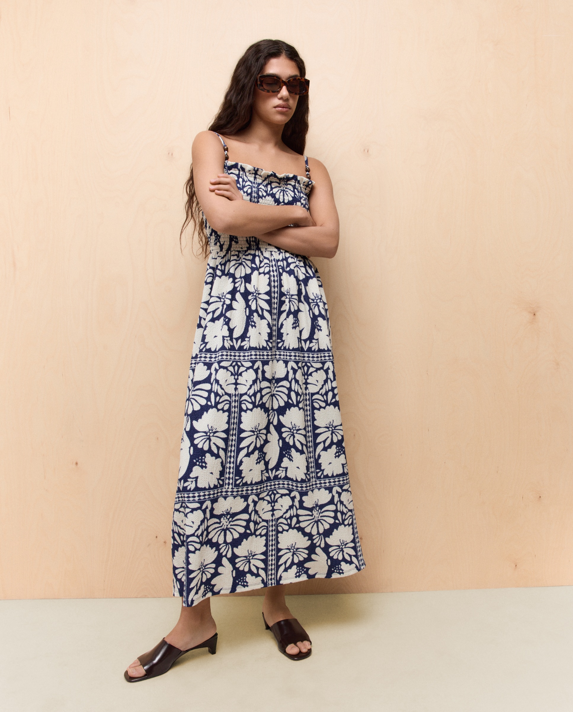 Vestido midi palabra honor de mujer - Easy Wear - Azul marino Azul marino-2