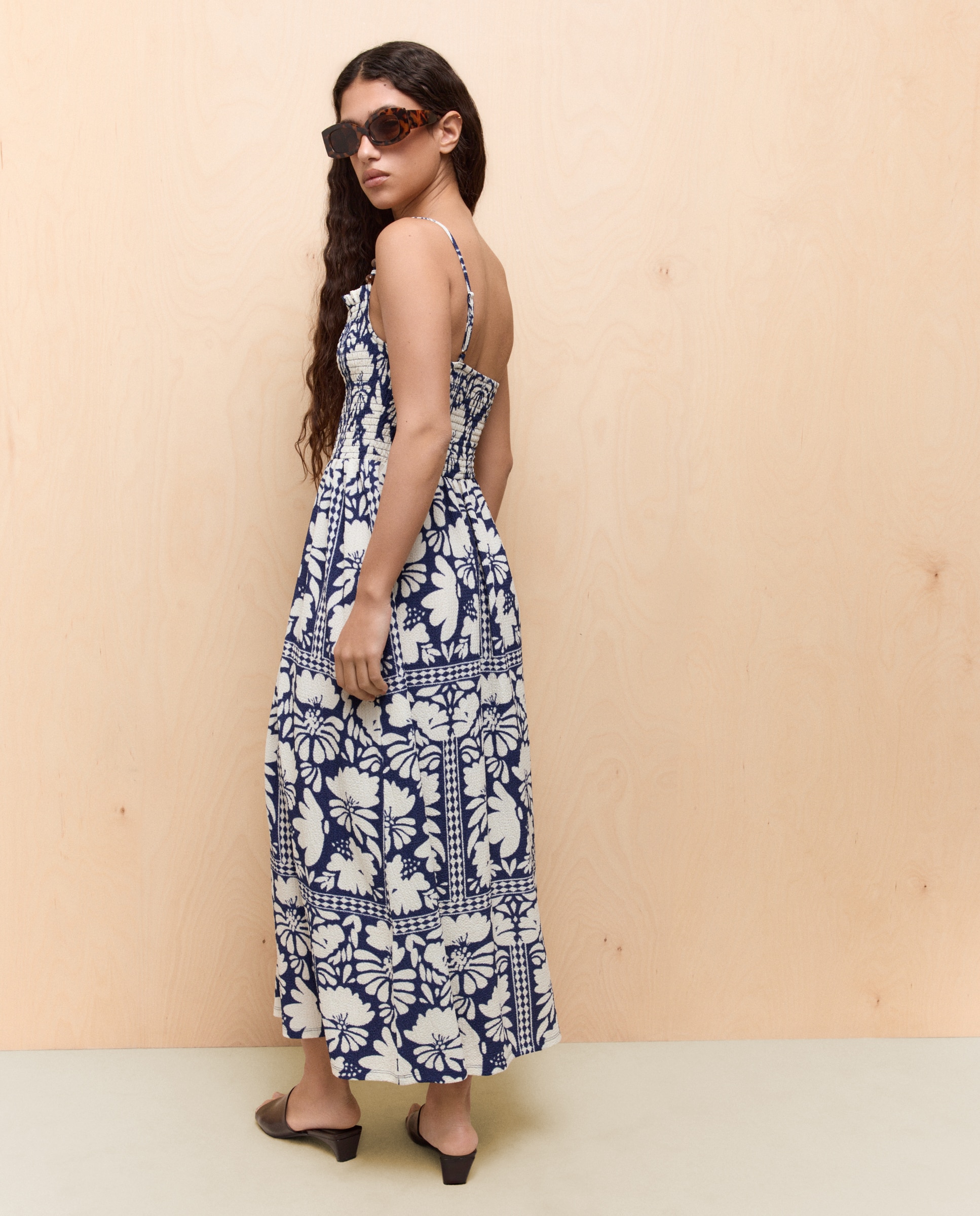 Vestido midi palabra honor de mujer - Easy Wear - Azul marino Azul marino-3