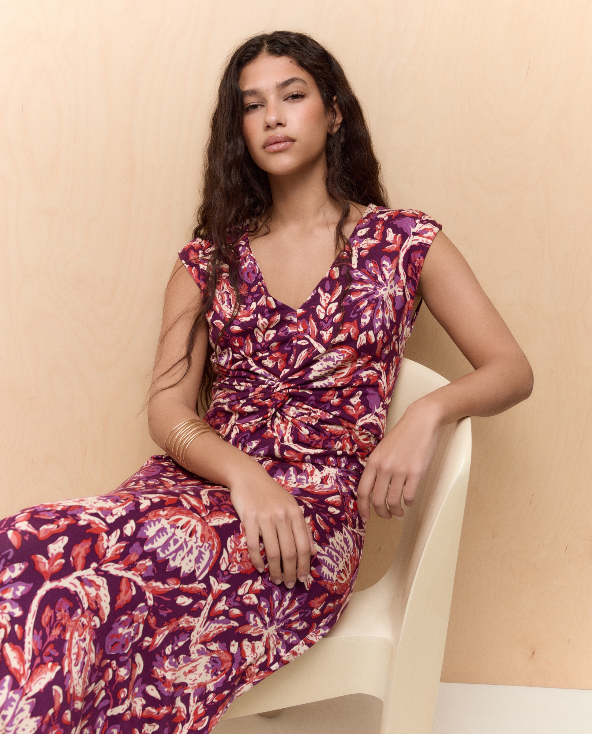Vestido midi sin mangas de mujer - Easy Wear - Blanco Azul-4