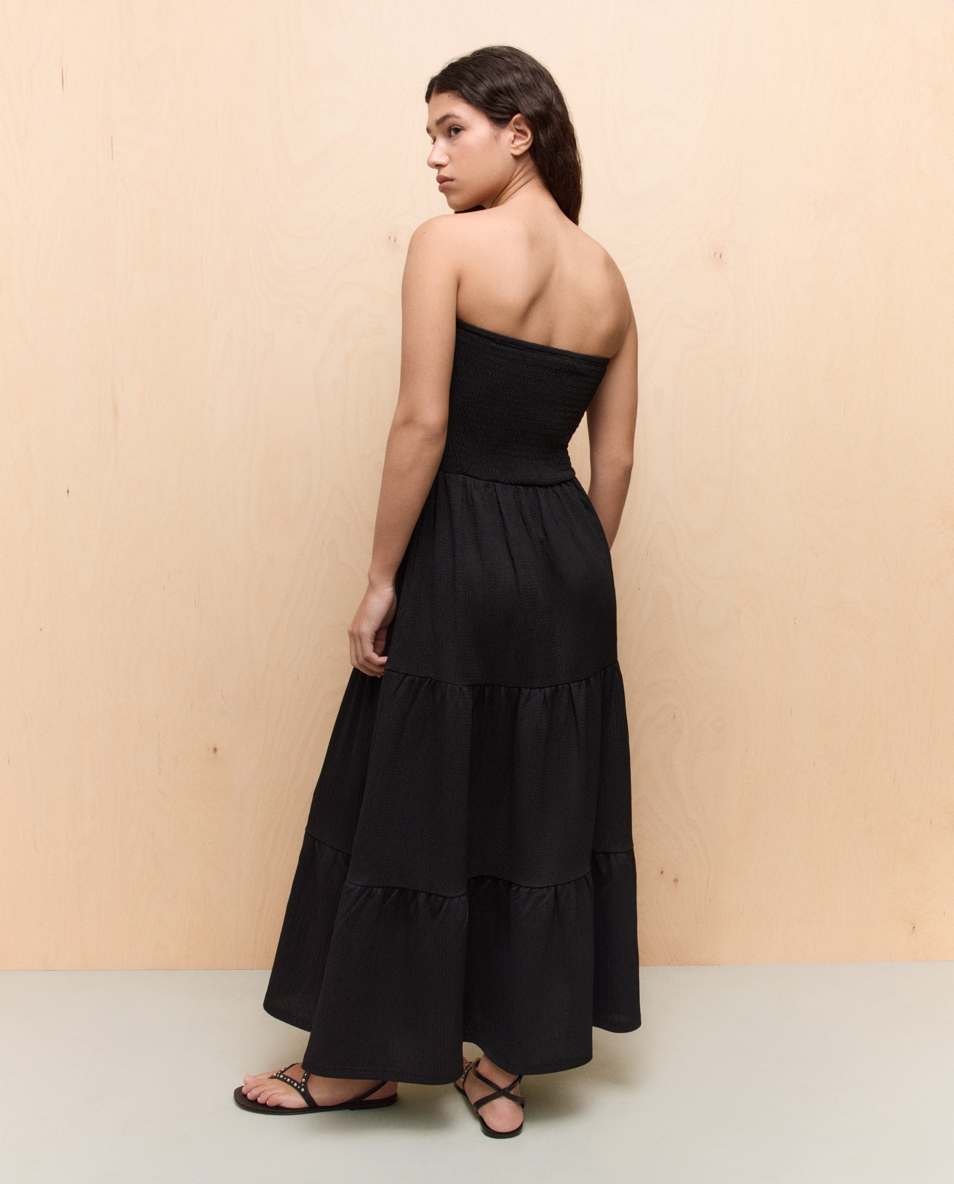 Vestido midi palabra de honor de mujer - Easy Wear - Azul Negro-3
