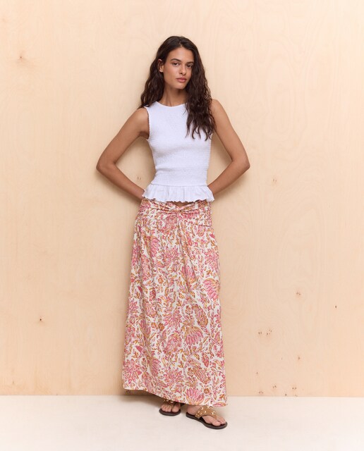 Falda midi de mujer con nudo