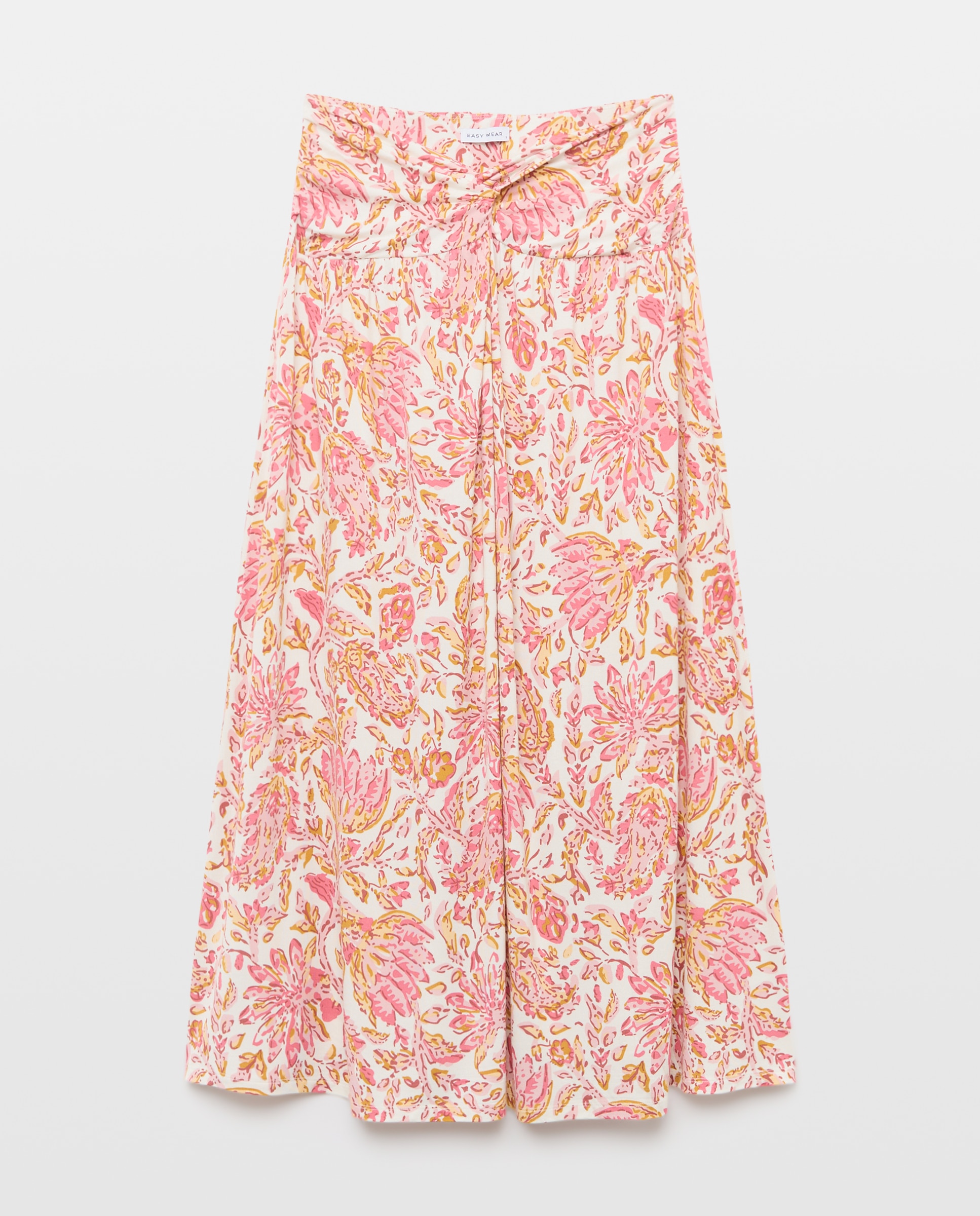 Falda midi de mujer con nudo - Easy Wear - Rosa Blanco-4