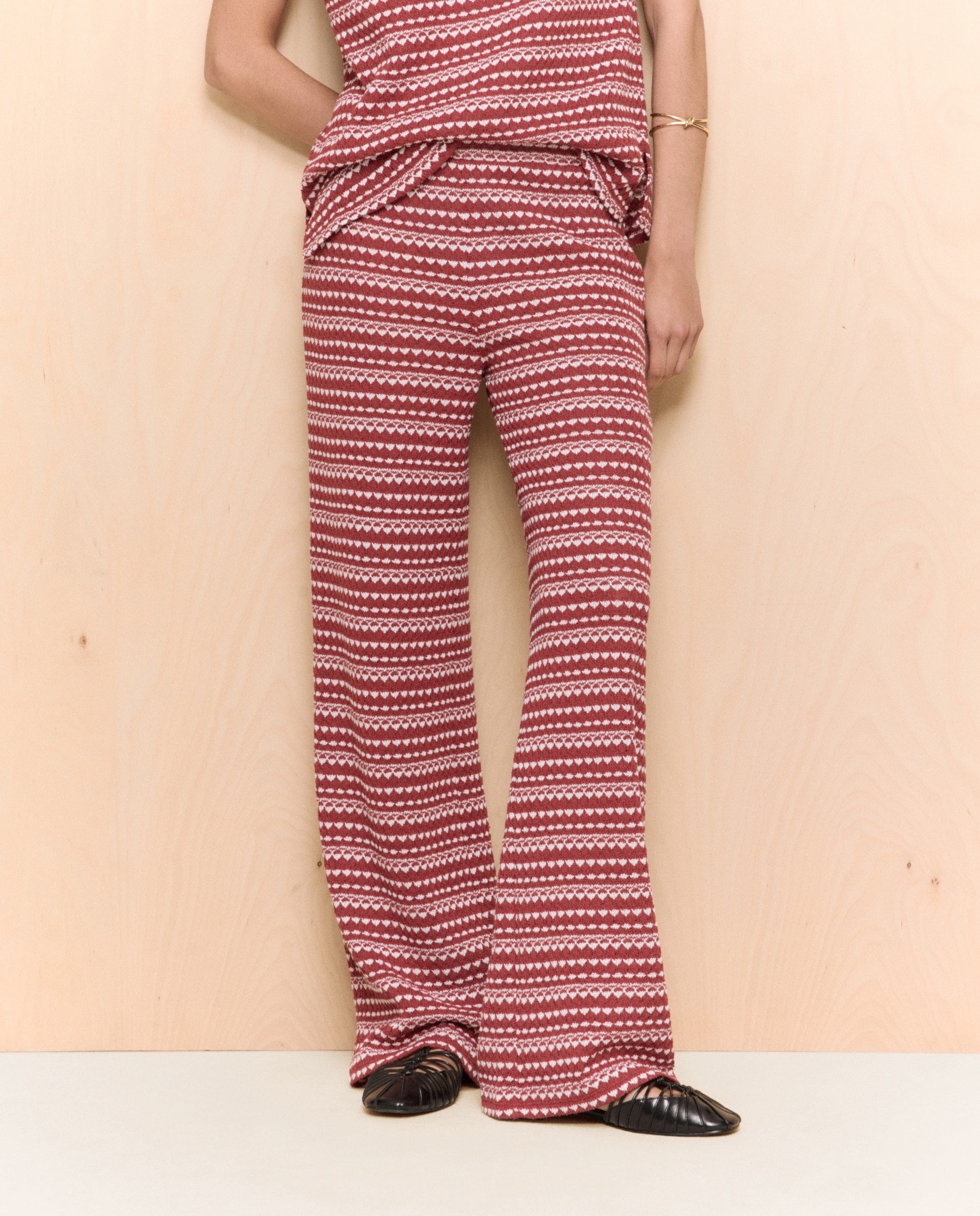 Pantalón total look crochet de mujer - Easy Wear - Marrón Rojo-2