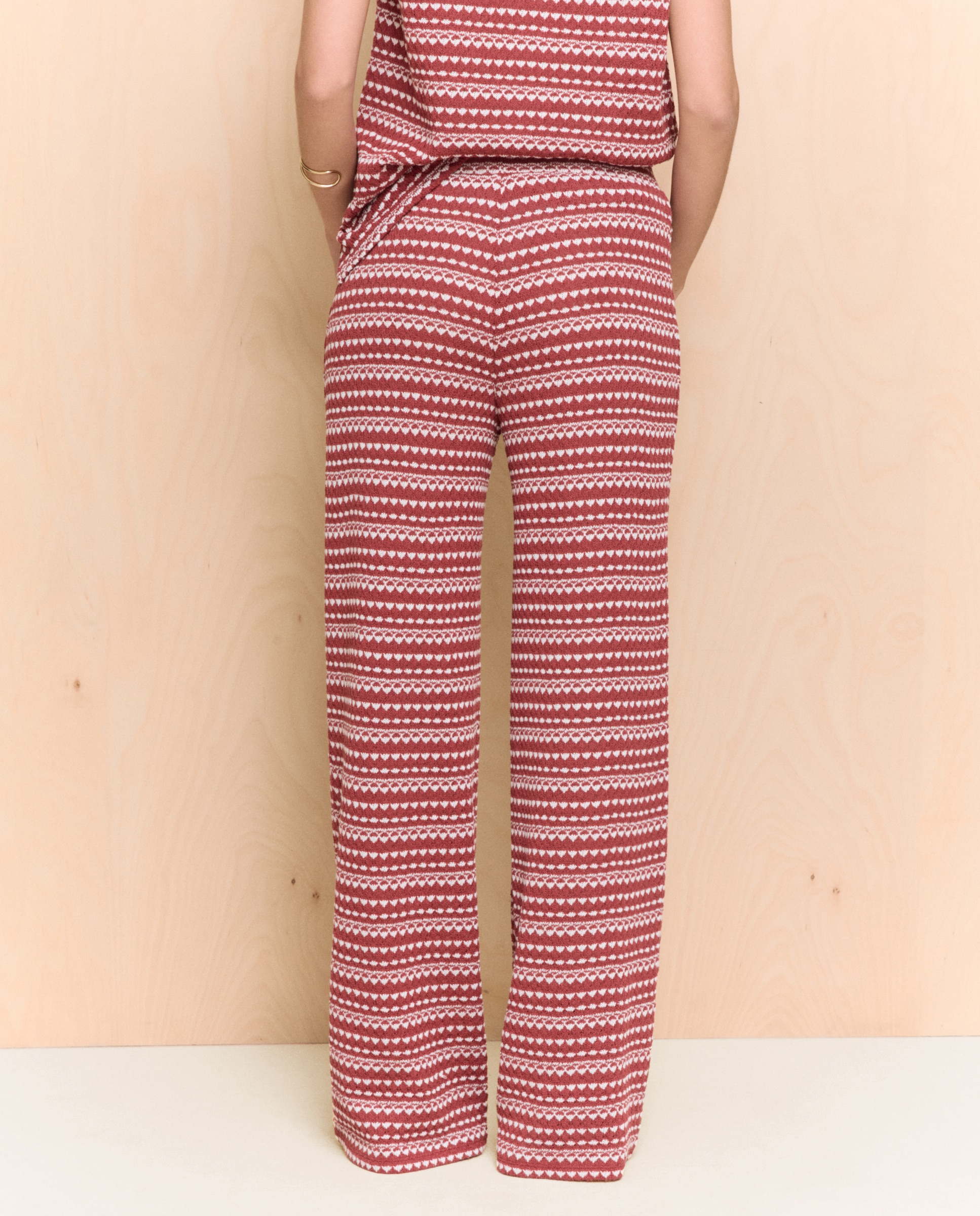 Pantalón total look crochet de mujer - Easy Wear - Marrón Rojo-3