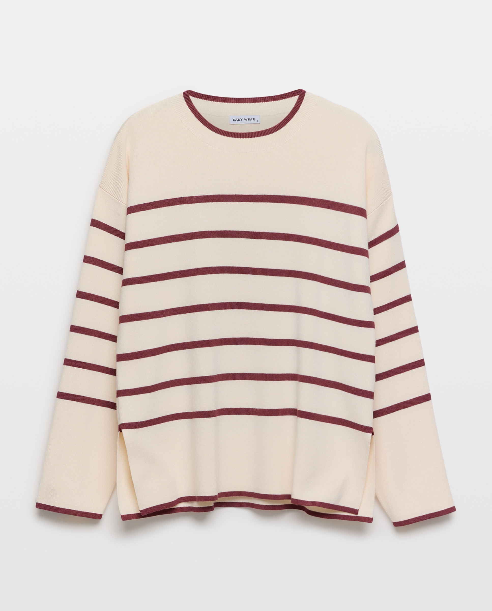 Jersey de mujer de rayas aberturas cuello redondo - Easy Wear - Azul Rojo-5