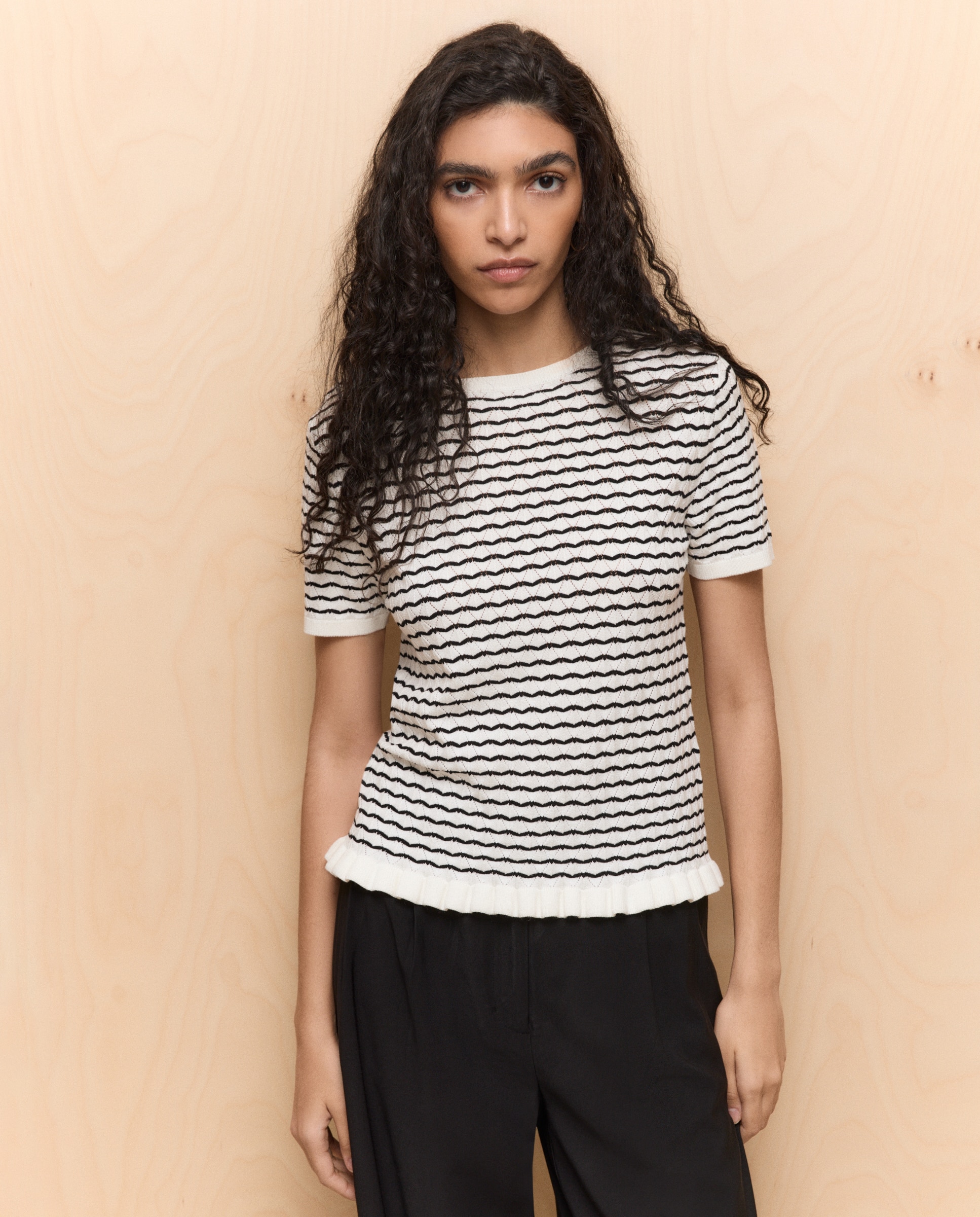 Jersey de mujer manga corta estructura - Easy Wear - 120 Crudo Blanco roto-2