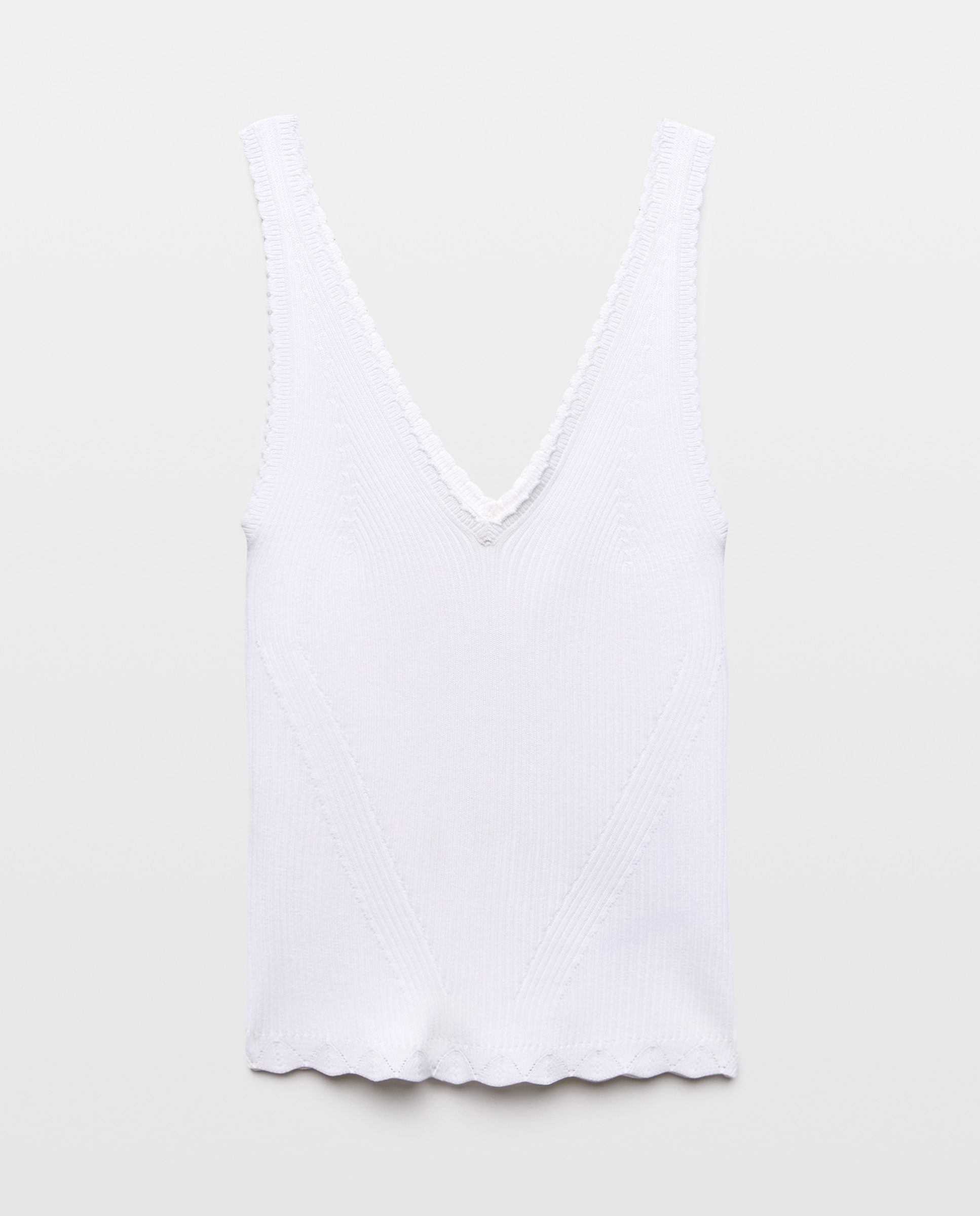 Camisola de Malha de Alças Caneladas Branco-marfim-5