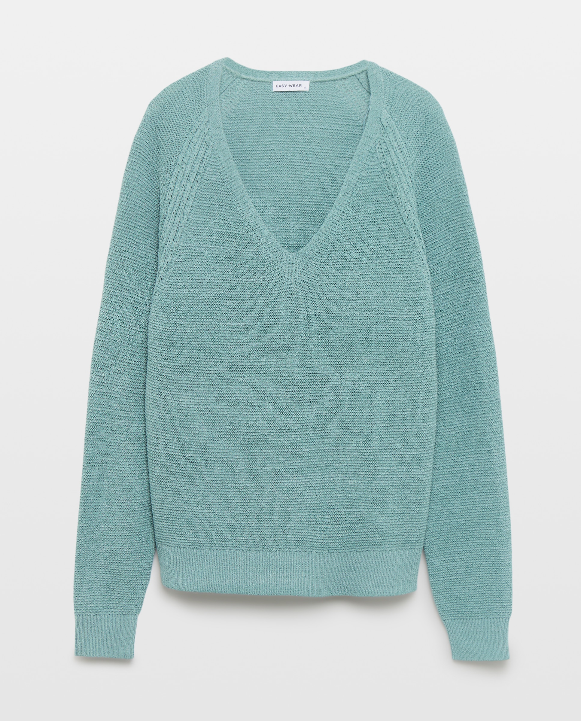Camisola de Malha com Microfita e Estrutura Verde Pato-5