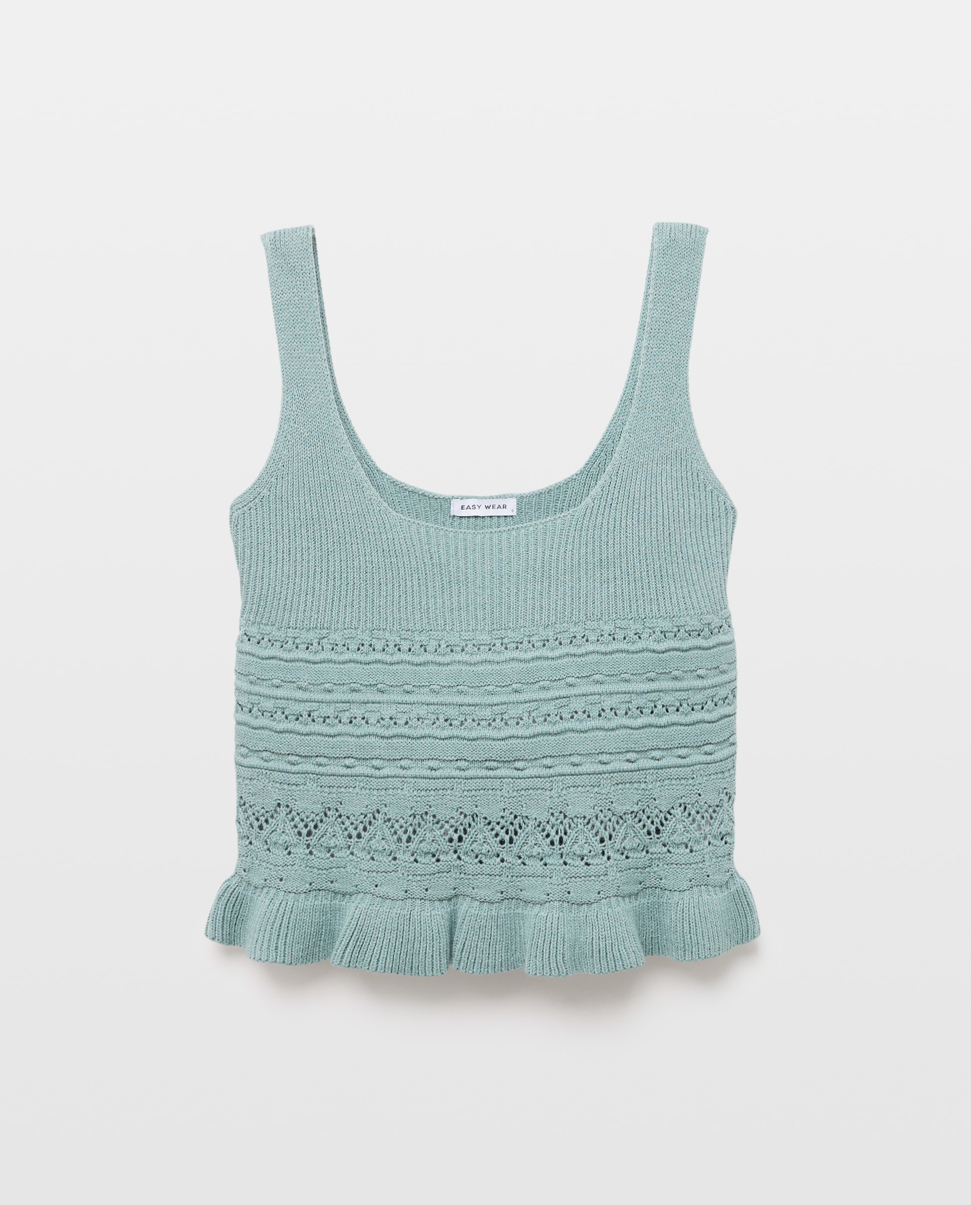 Top Tipo Crochet com Folho na Parte Inferior Verde Pato-4