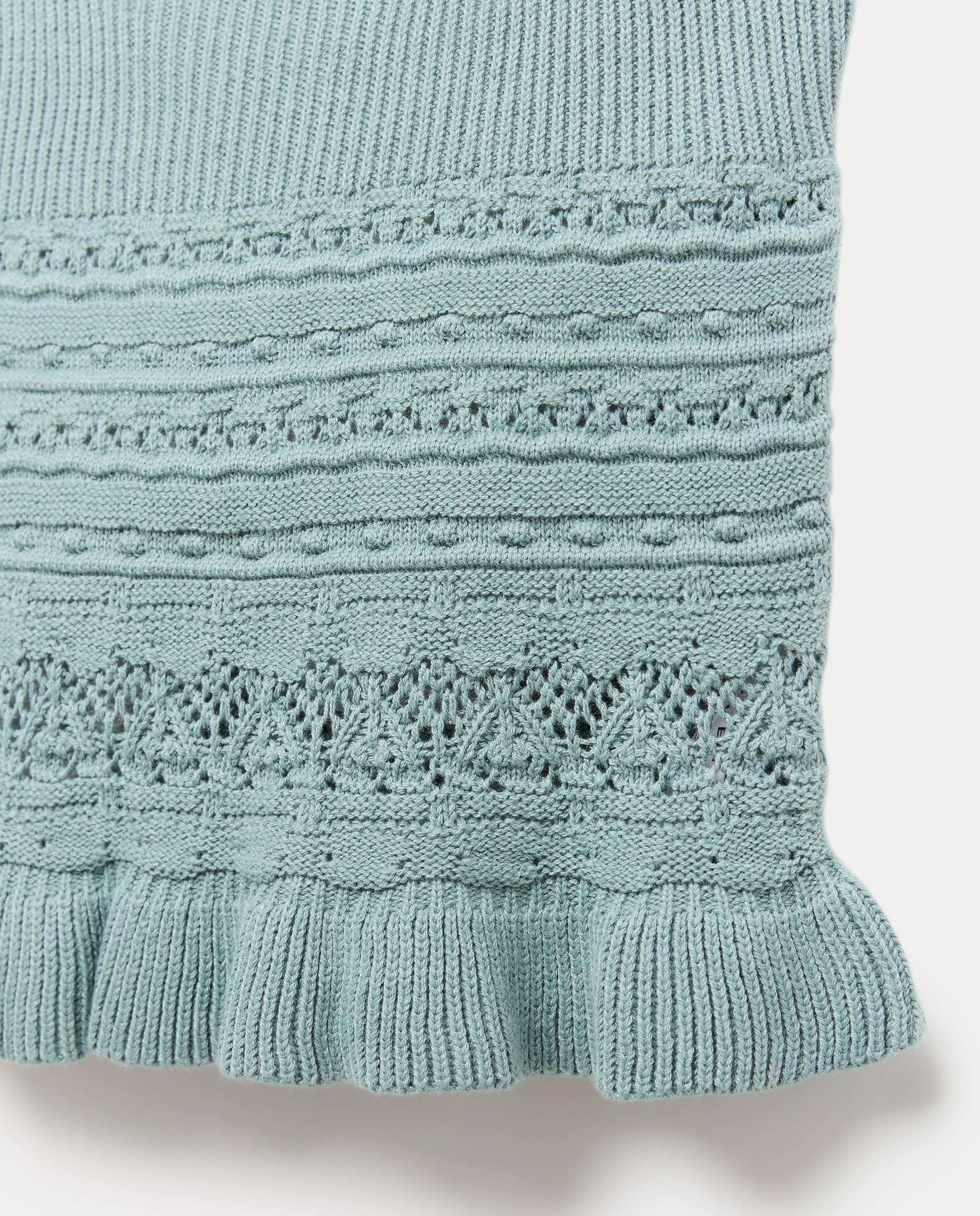 Top Tipo Crochet com Folho na Parte Inferior Verde Pato-5