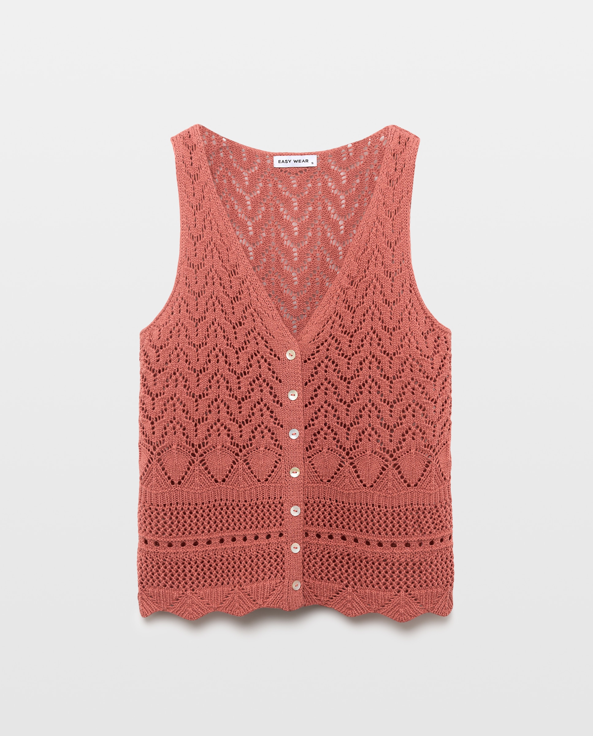 Top de crochet com botões 410 Azul Claro-5