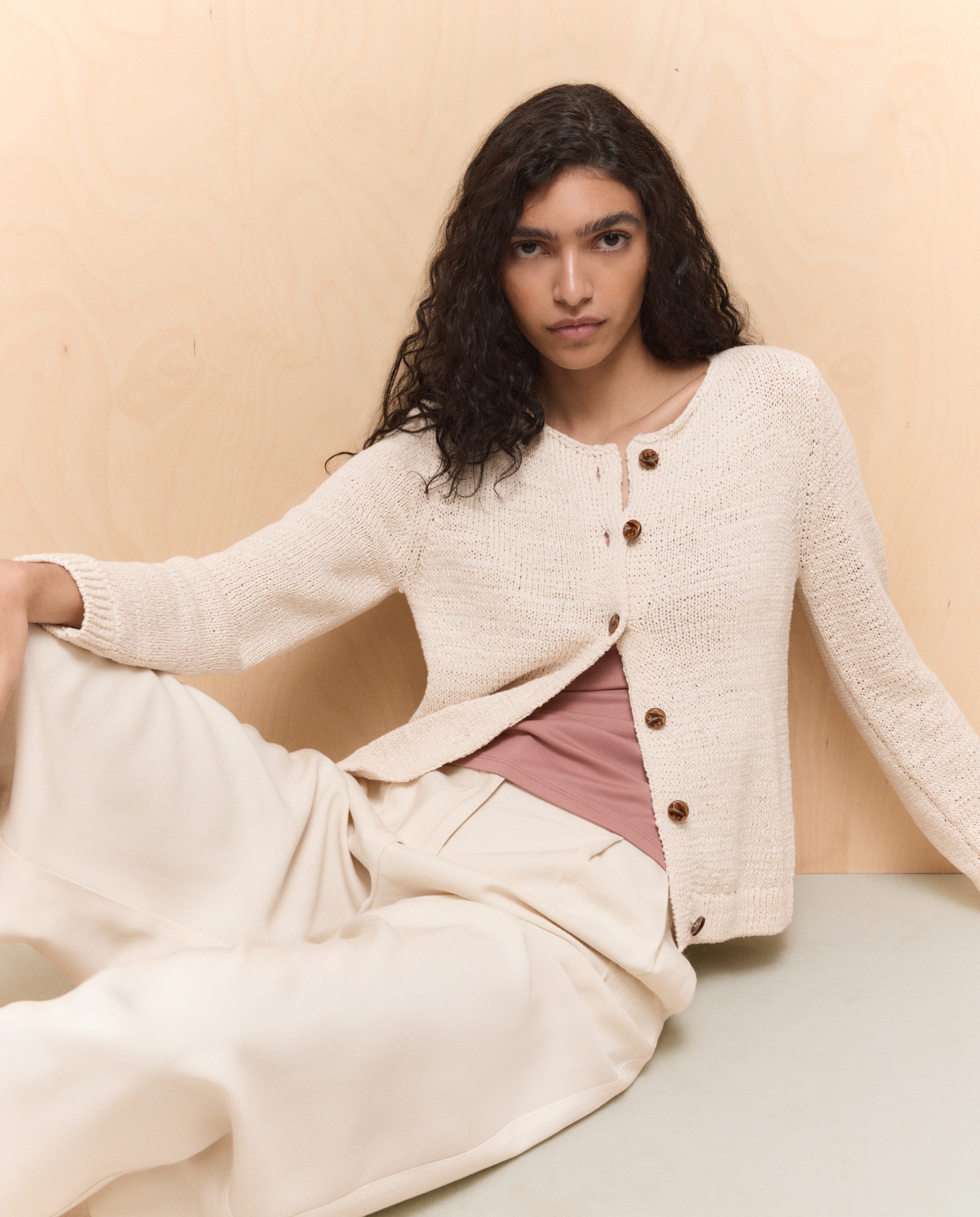 Imagen 1 de Chaqueta de mujer de punto lisa - Easy Wear - Beige Beige