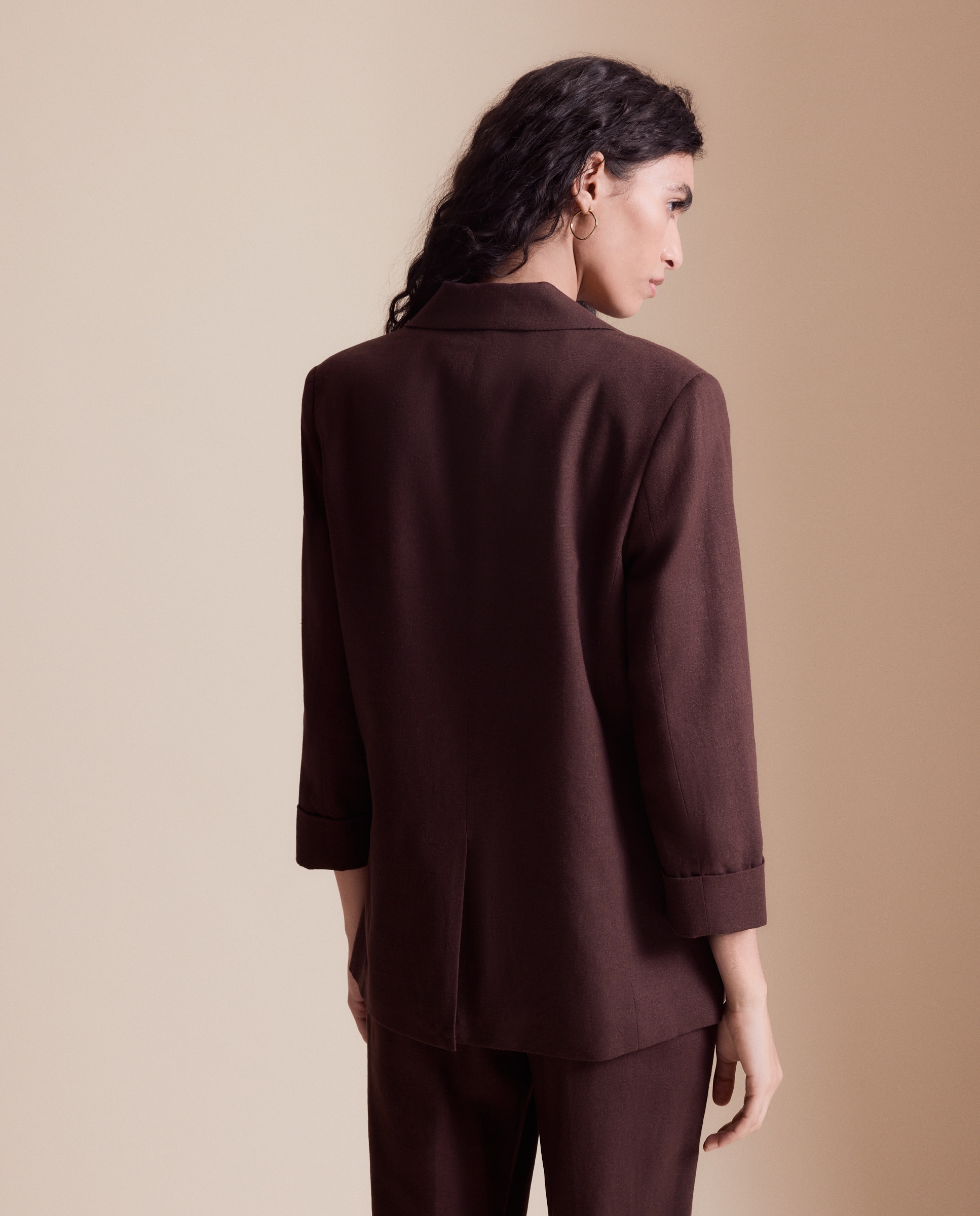 Blazer de mujer lino puño con vuelta - Easy Wear - 240 Fucsia Chocolate-2