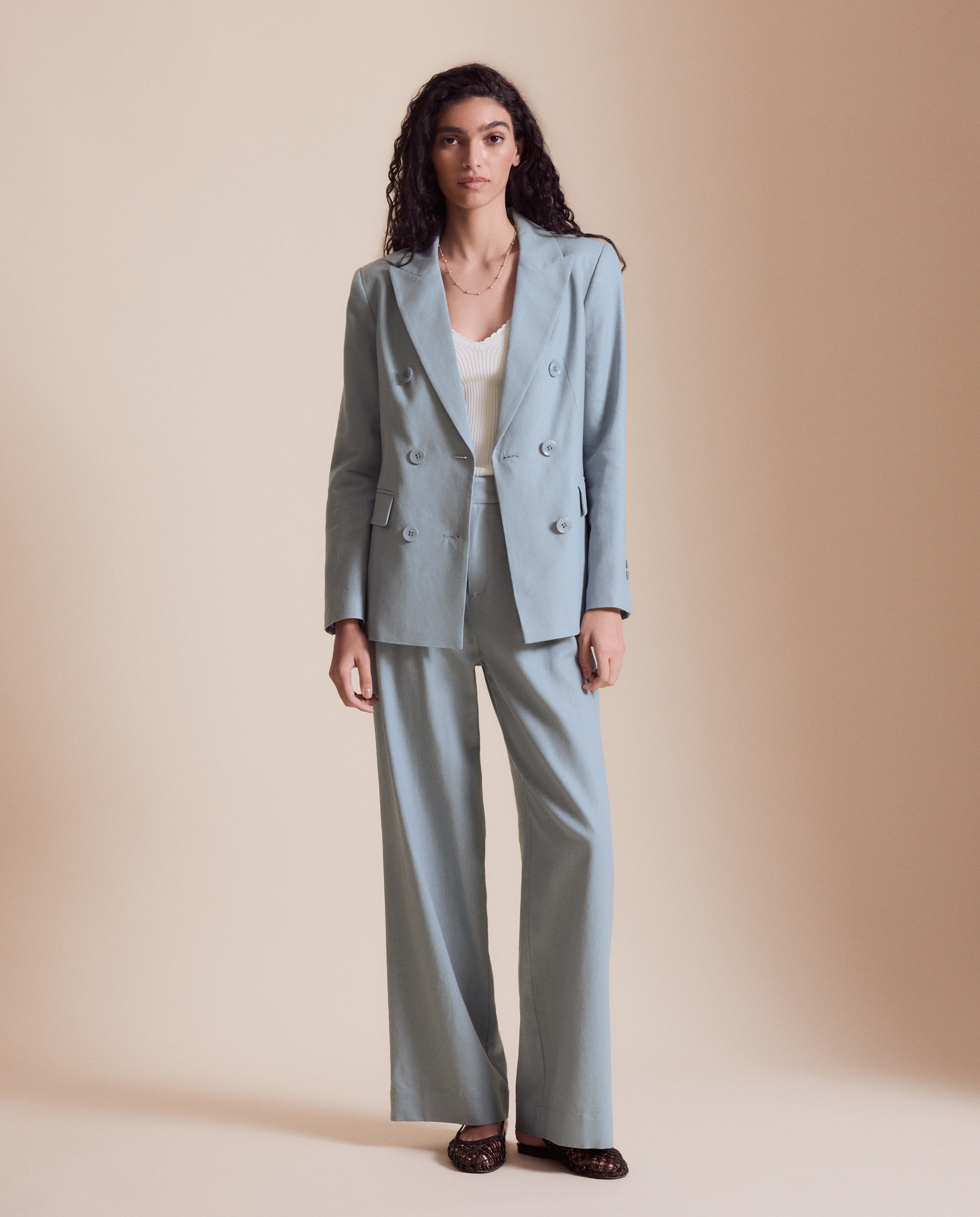 Blazer Assertoado de Linho 400 Azul-2