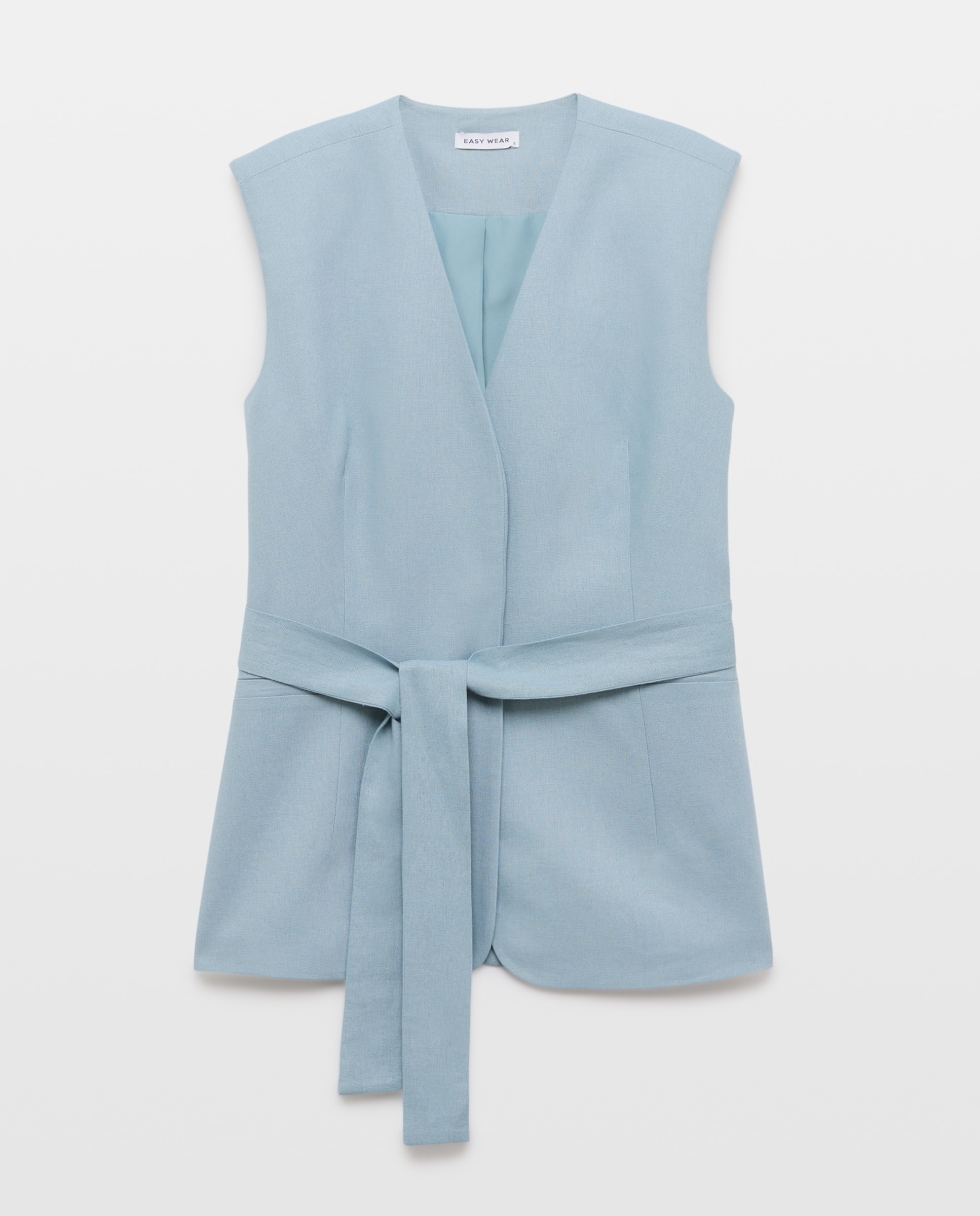 Colete de Linho com Cinto 400 Azul-4