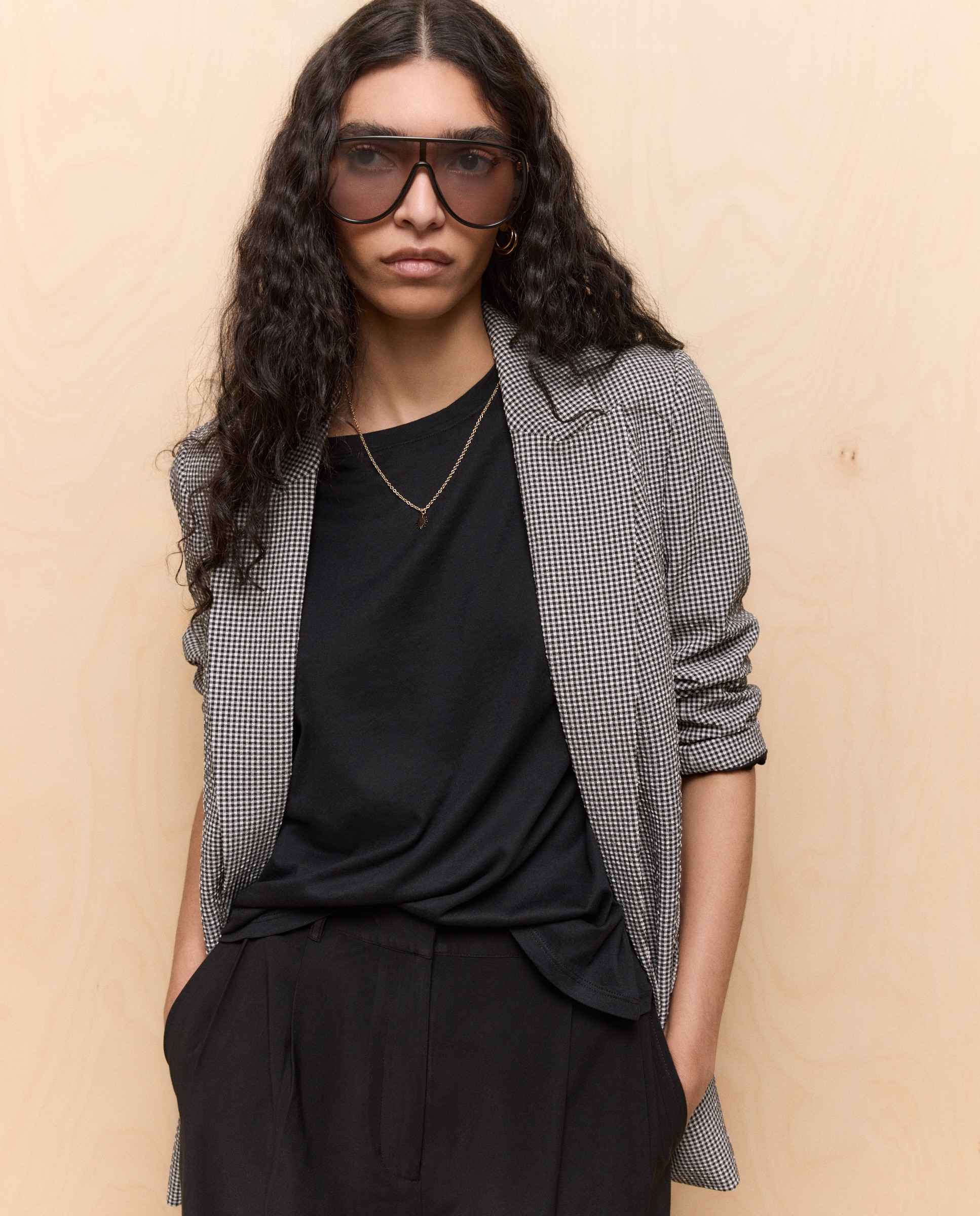 Imagen 0 de Blazer de mujer efecto arrugado Negro