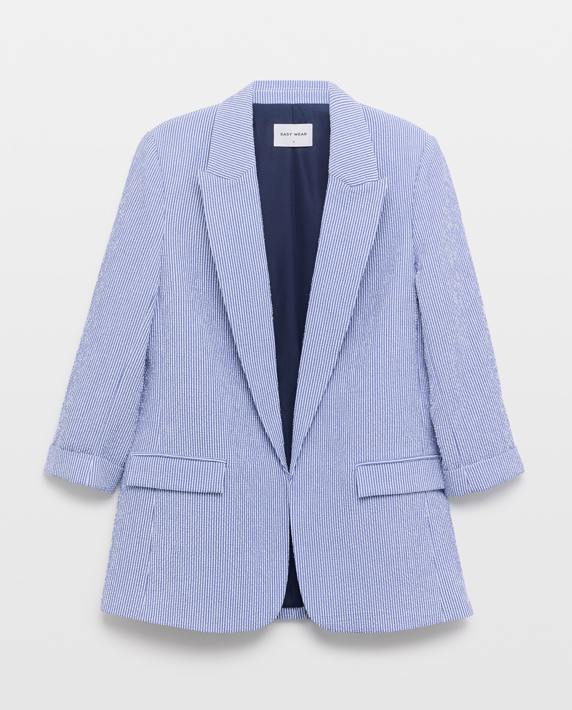 Blazer com Efeito Enrugado 400 Azul-4