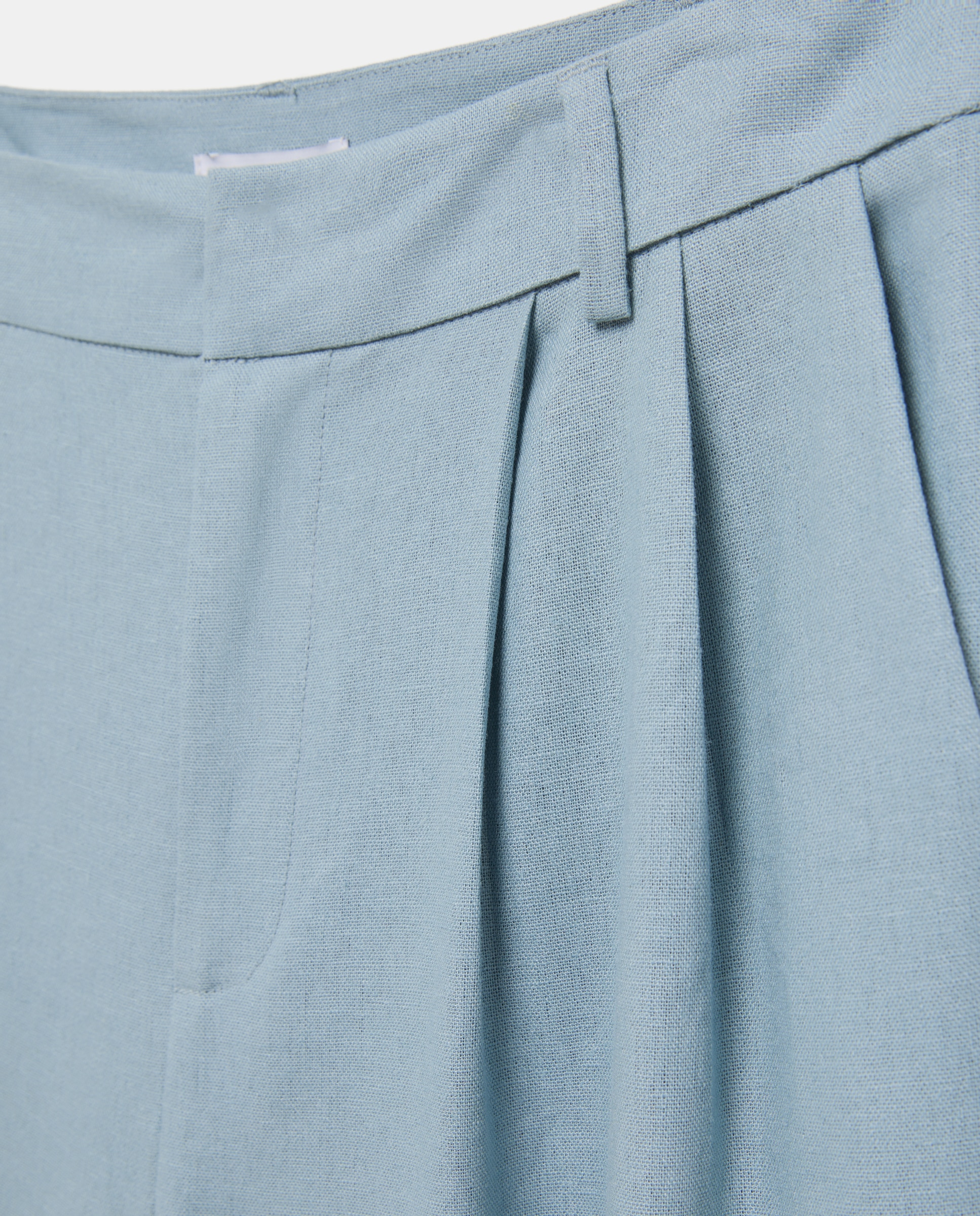 Calças largas de mulher com linho 400 Azul-5