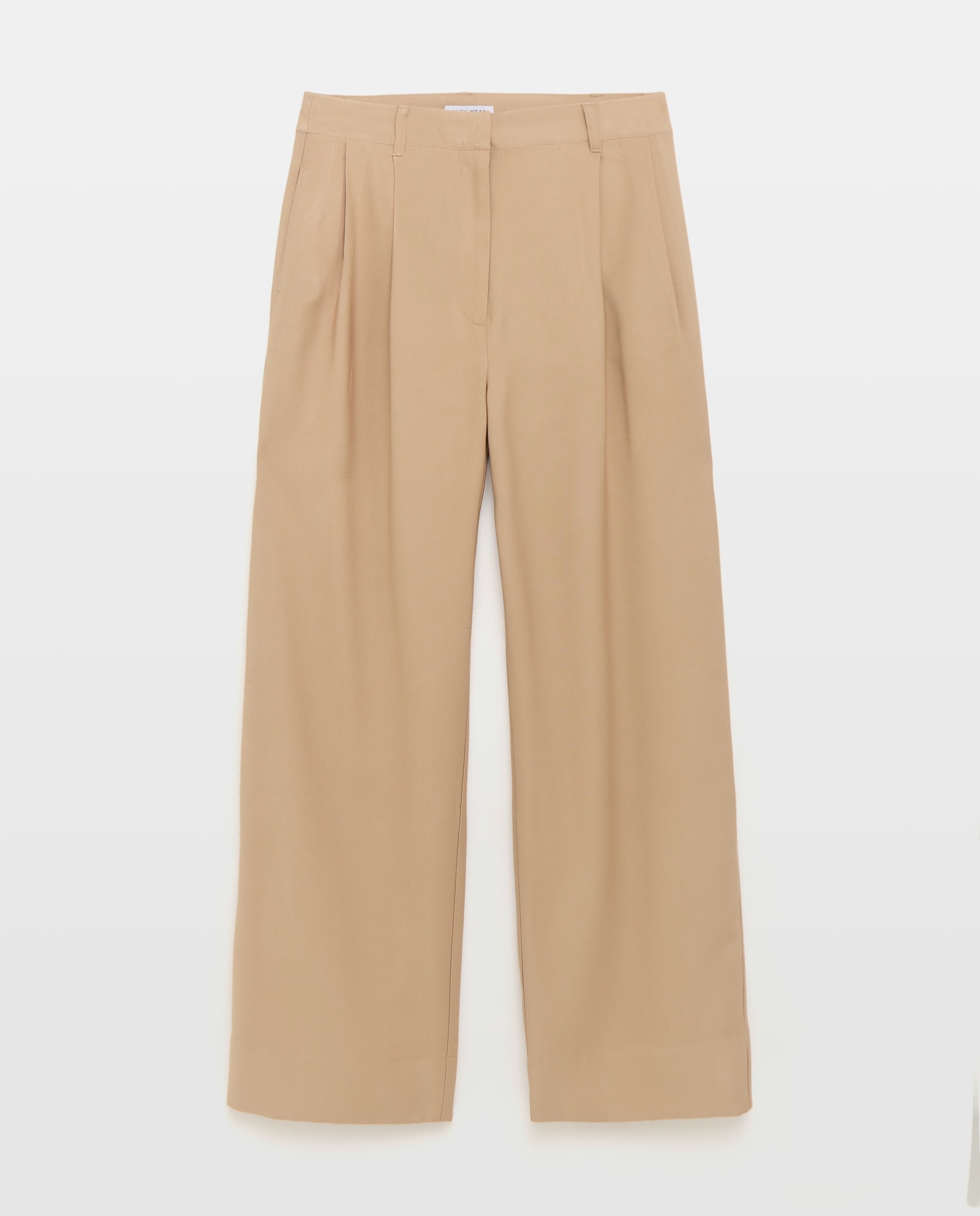 Pantalón de mujer wide leg con pinzas - Easy Wear - Negro 730 Camel-5