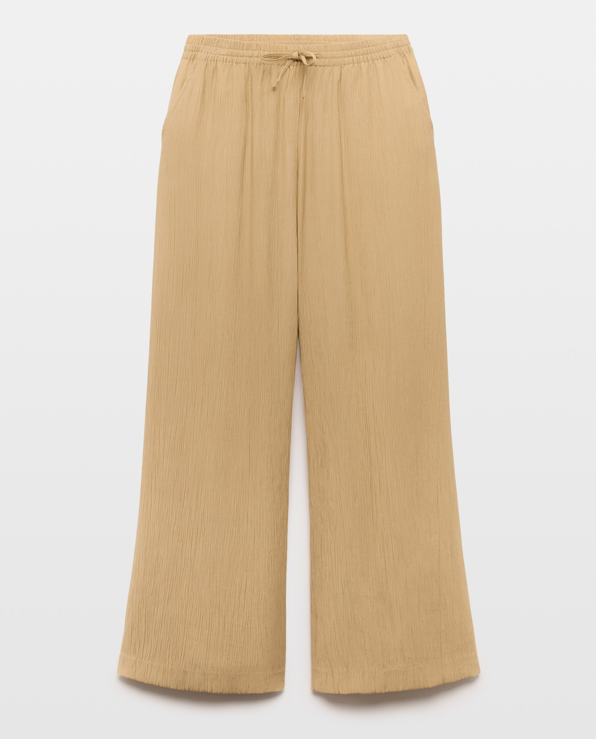 Pantalón arrugado cullote de mujer - Easy Wear - Índigo Beige-4