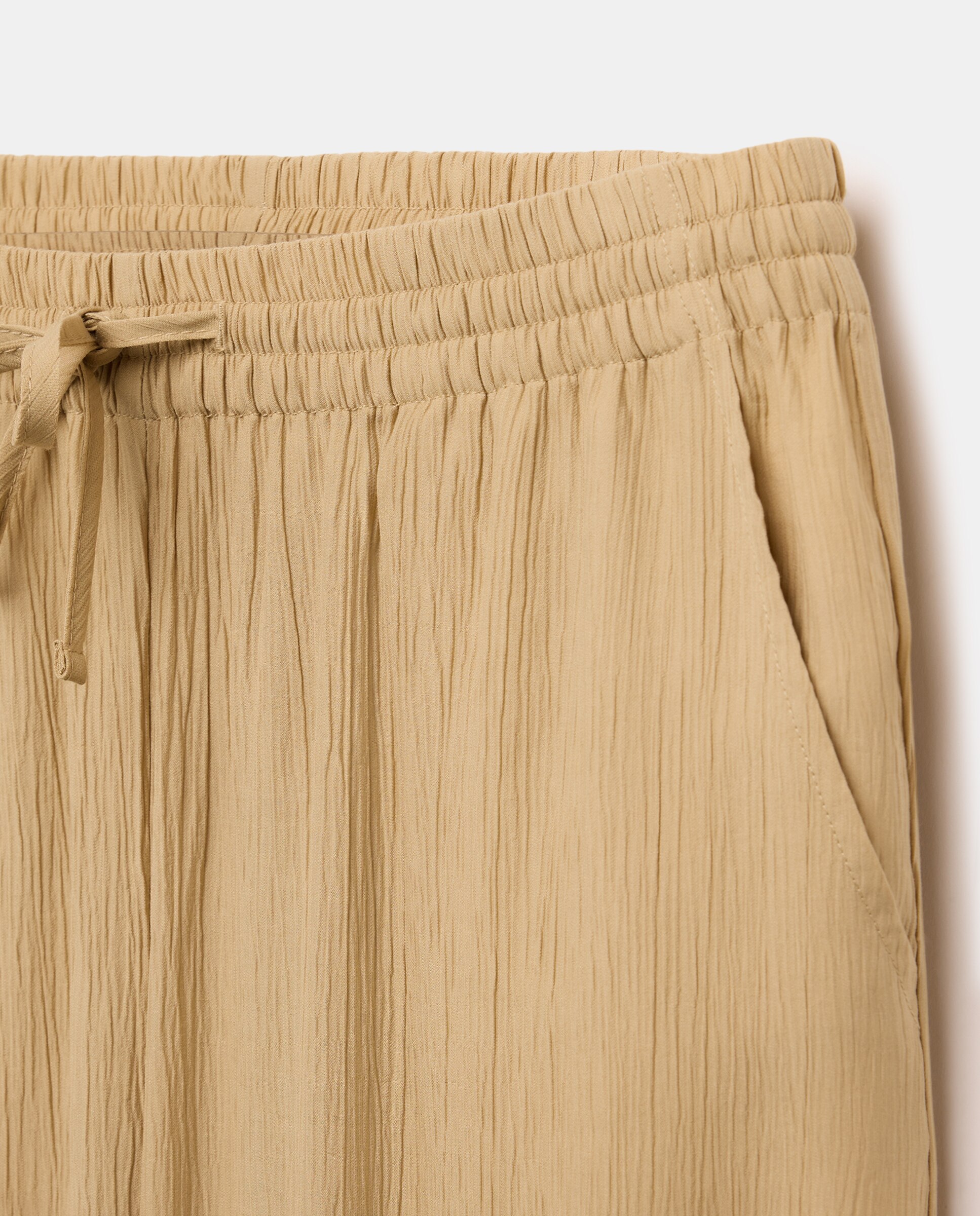 Pantalón arrugado cullote de mujer - Easy Wear - Índigo Beige-5