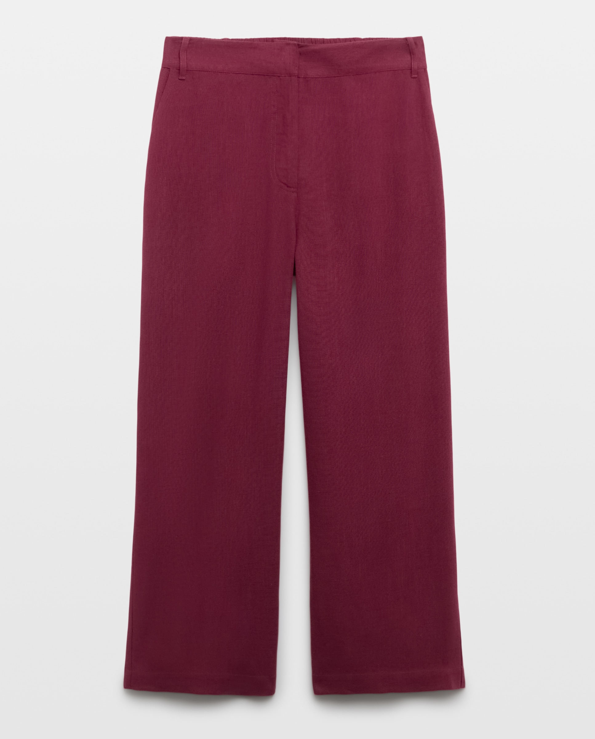 Calças Tipo Culotte com Linho Bordeaux-4