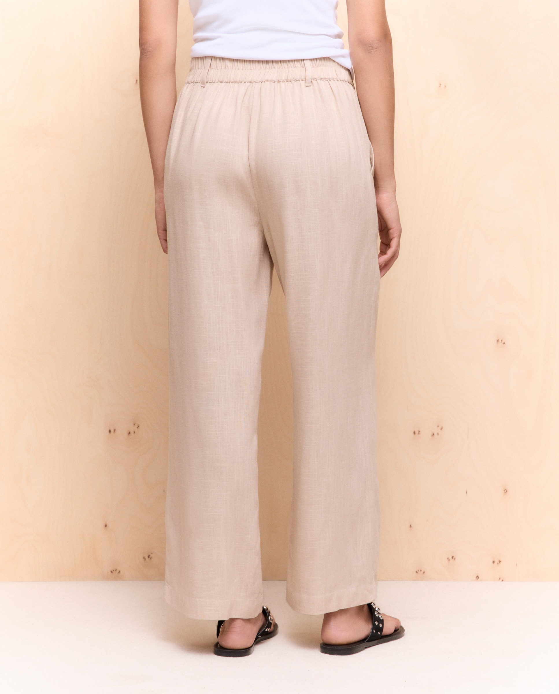 Imagen 3 de Pantalón culotte de mujer con lino - Easy Wear - Azul marino Beige