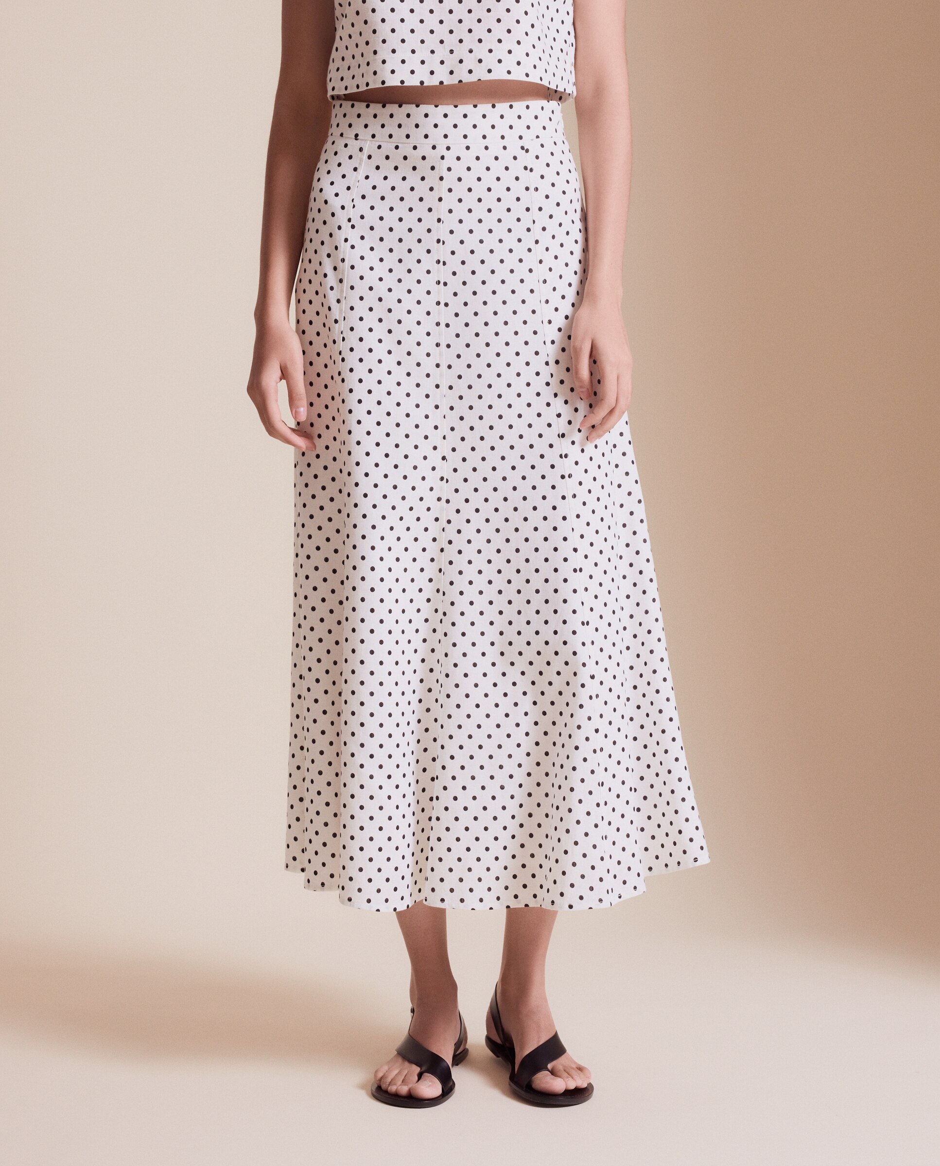 Falda midi con lino - Easy Wear - Blanco Blanco-2