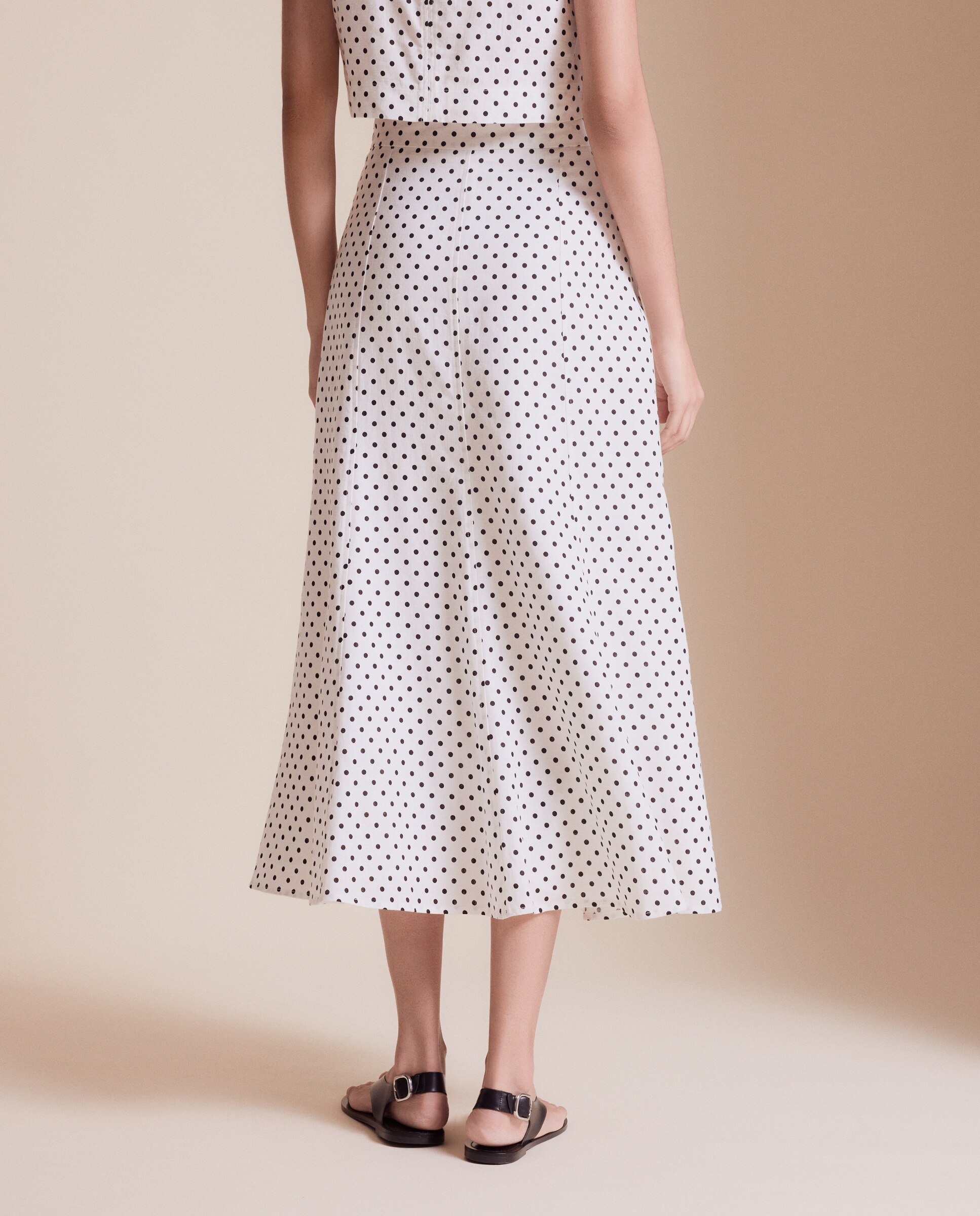 Falda midi con lino - Easy Wear - Blanco Blanco-3