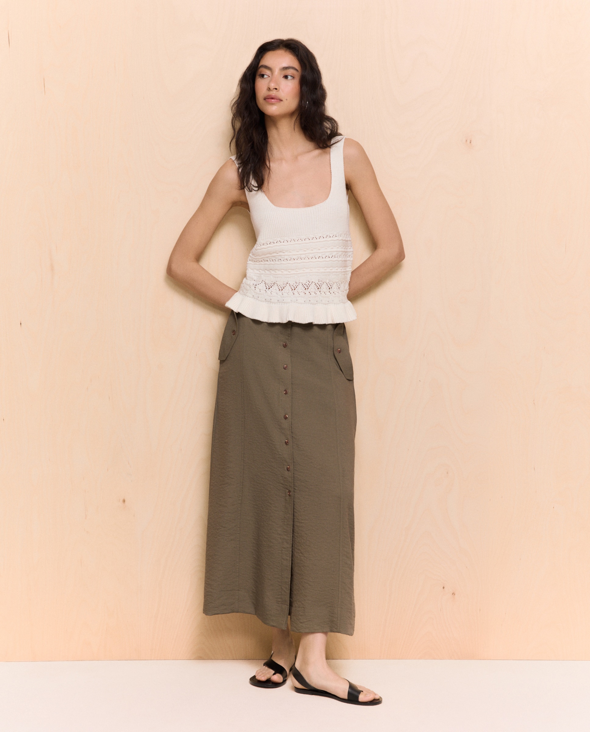 Easy Wear - Falda midi con cinturón de mujer.