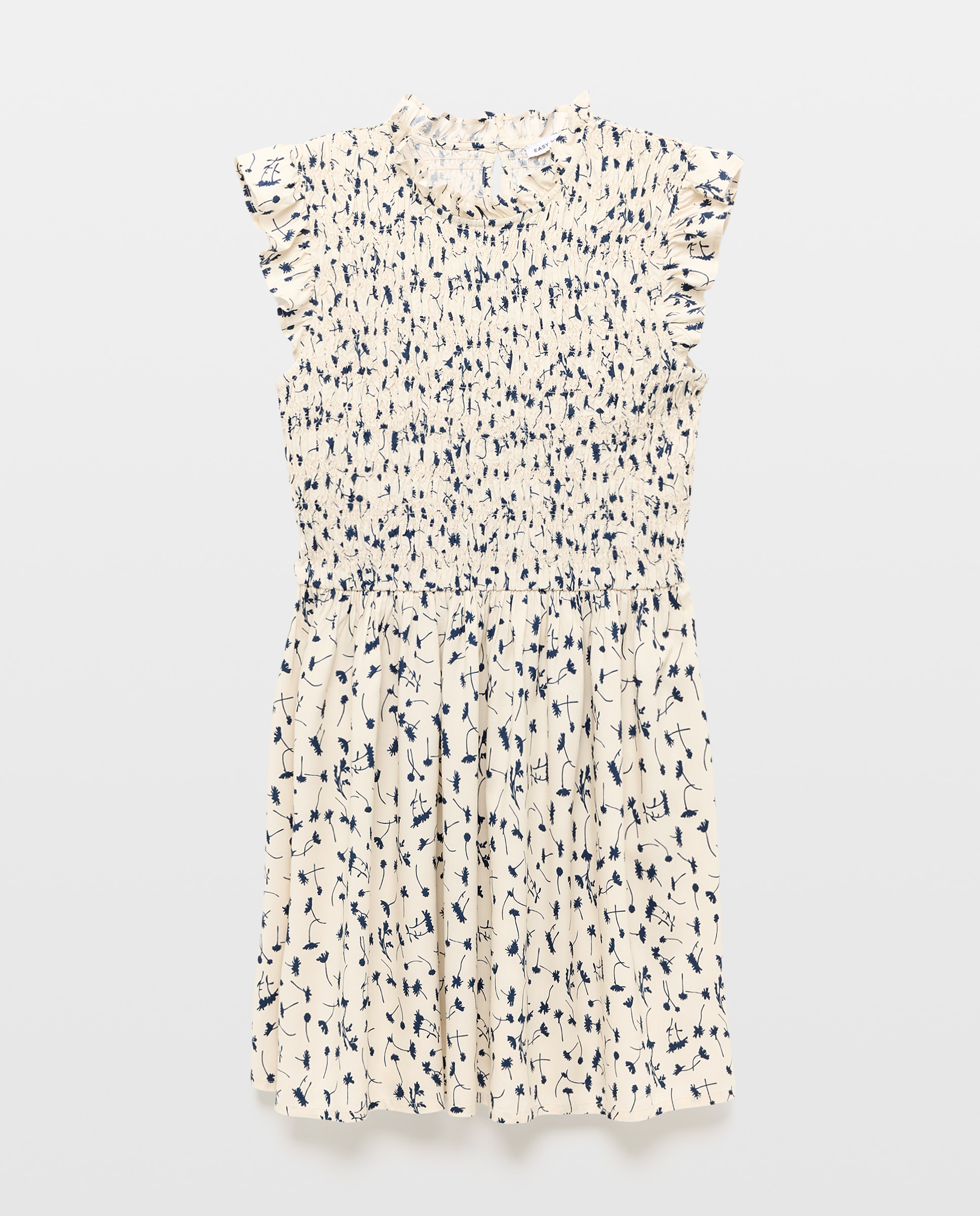 Vestido Curto sem Mangas e com Estampado Branco-5