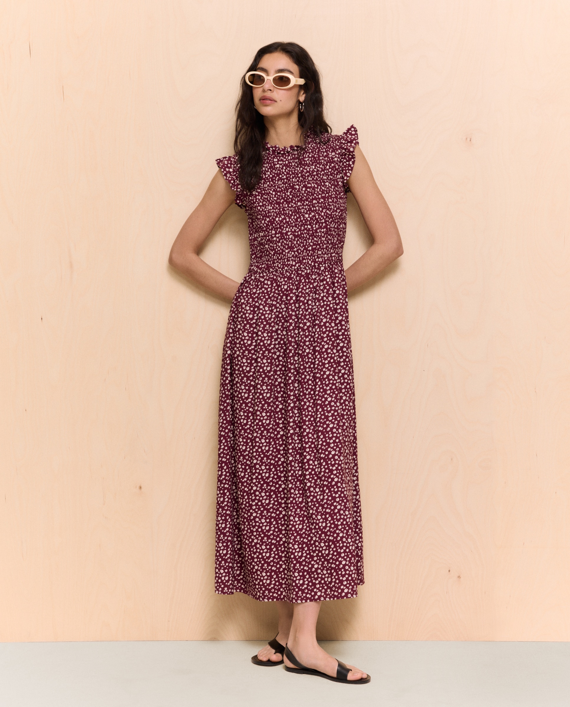 Imagem 0 de Vestido Midi sem Mangas com Favos de Mel