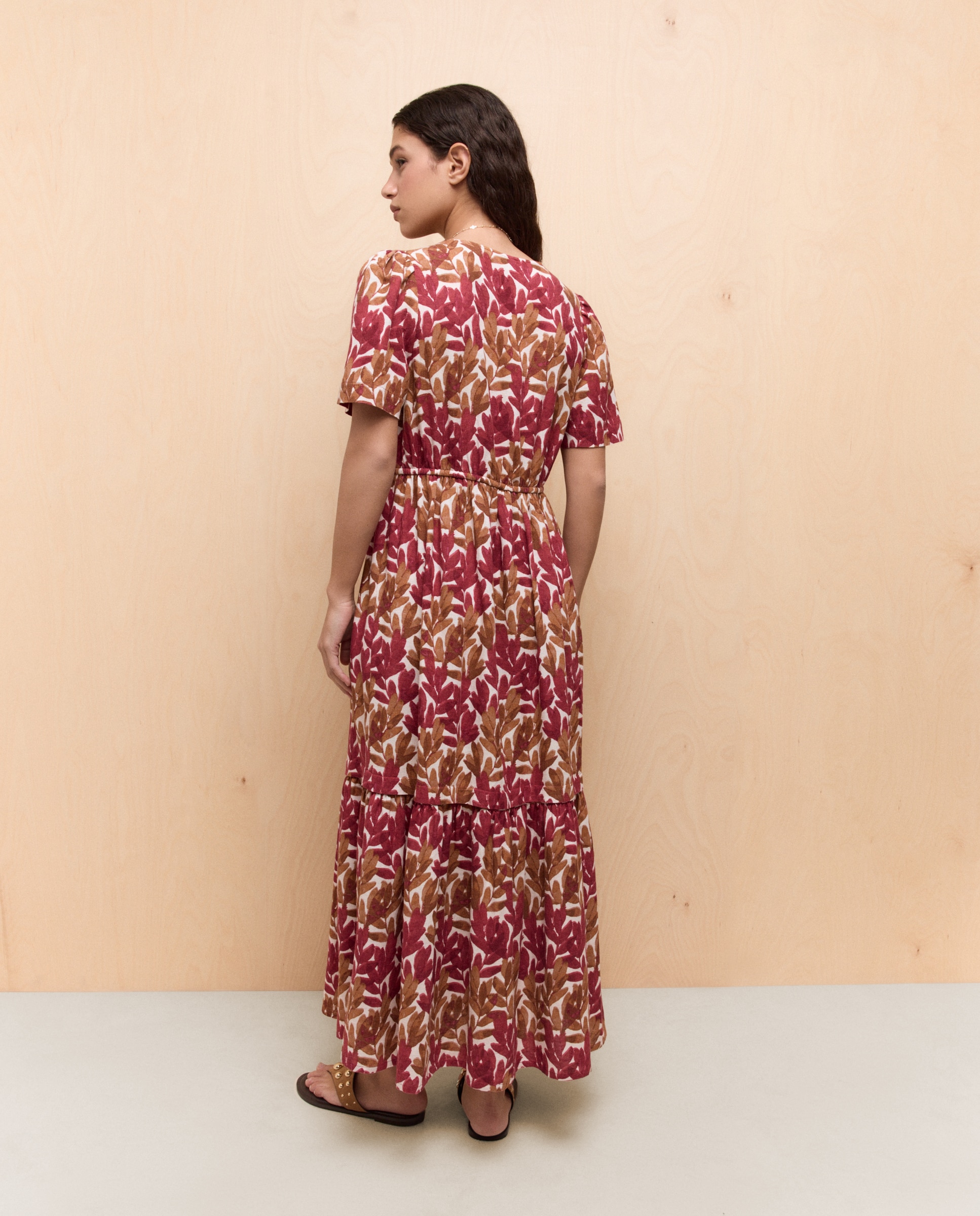 Vestido midi de mujer con cintura ajustable con codón - Easy Wear - Azul marino Rojo-3
