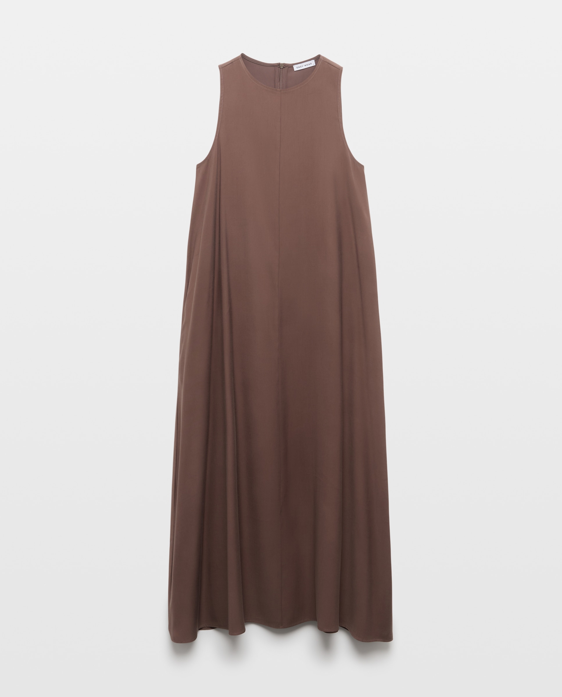 Vestido largo de mujer fluido con volumen - Easy Wear - Chocolate Chocolate-5