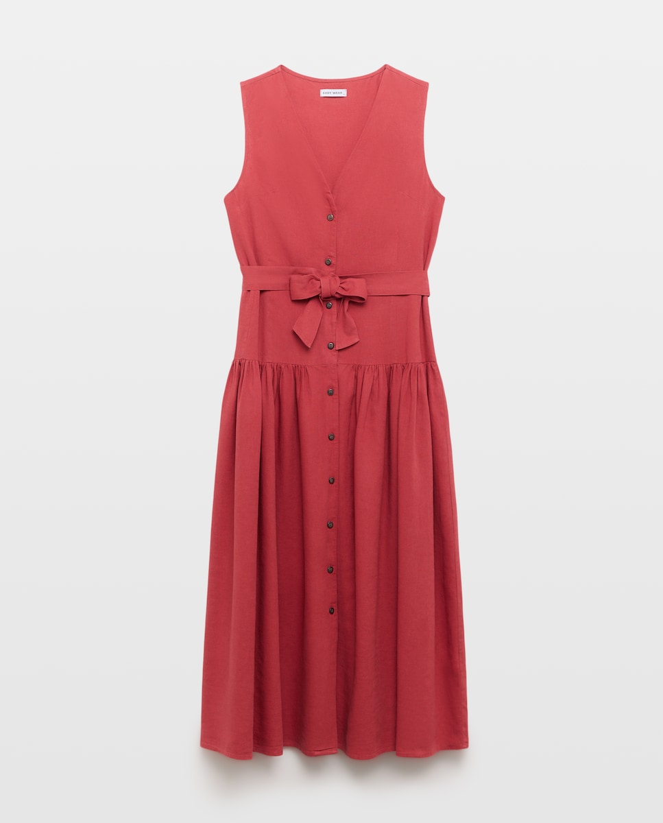 Imagem 0 de Vestido de Linho com Cintura Baixa