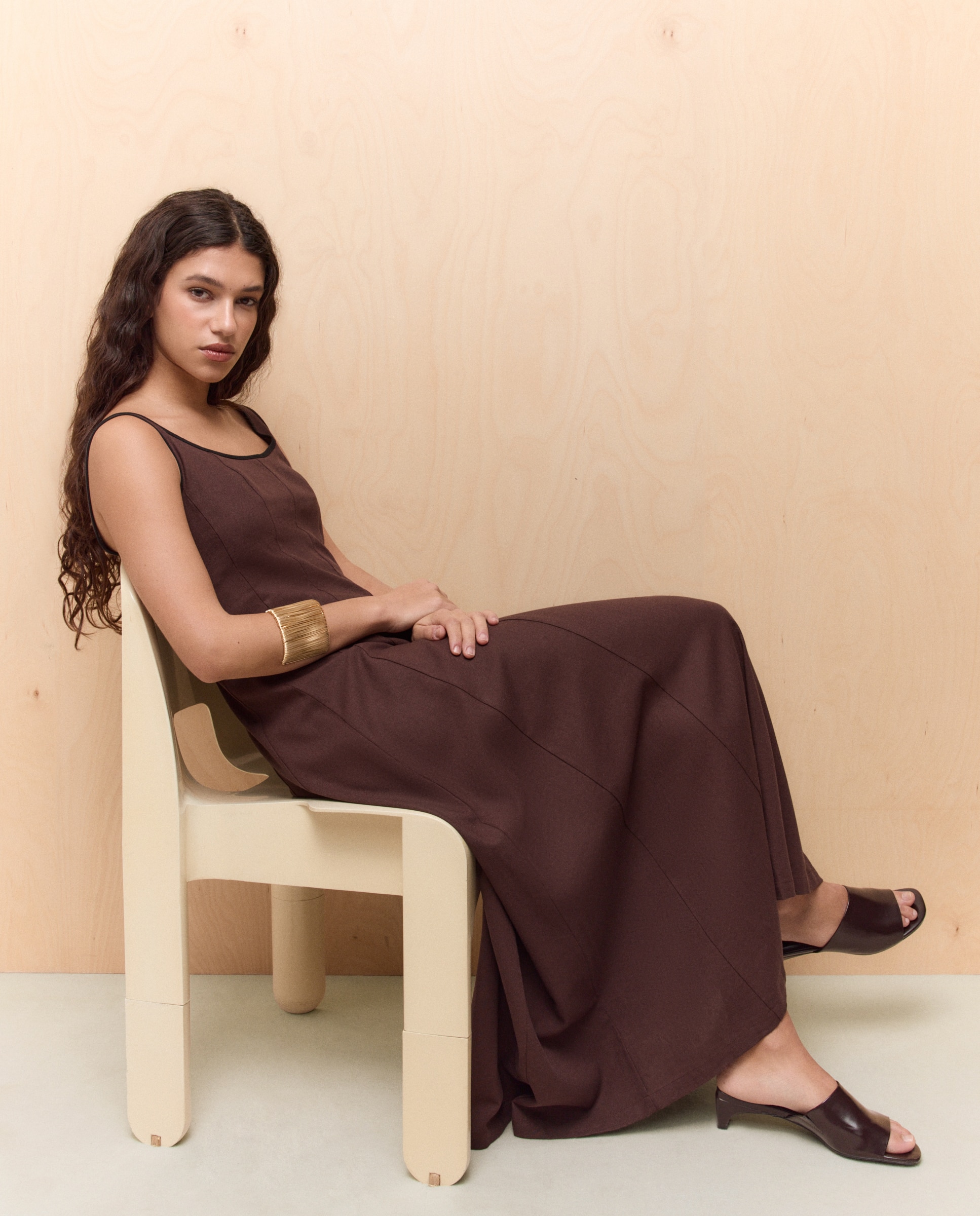 Imagem 0 de Vestido Midi com Vivos em Contraste