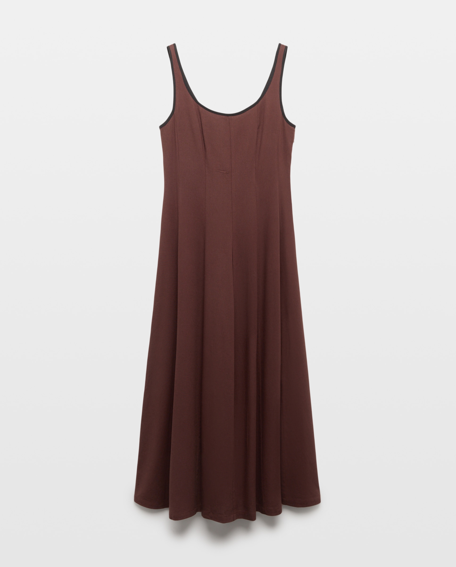 Vestido Midi com Vivos em Contraste Chocolate-5