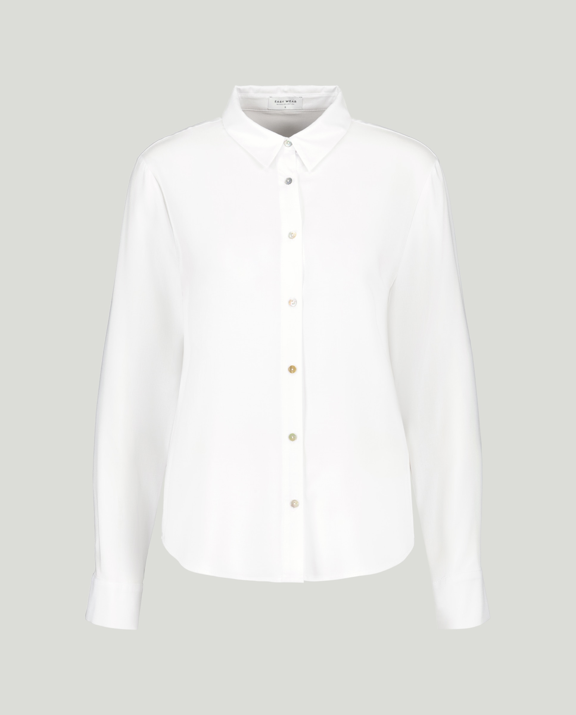 Camisa de viscosa de manga larga de mujer - Easy Wear - Blanco Blanco-5