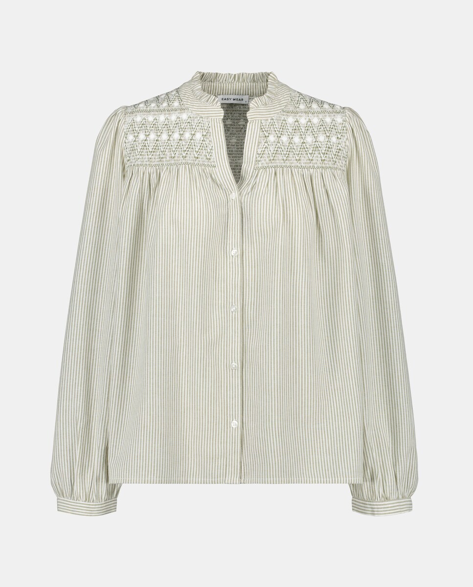 Camisa com Favos de Mel Branco-5